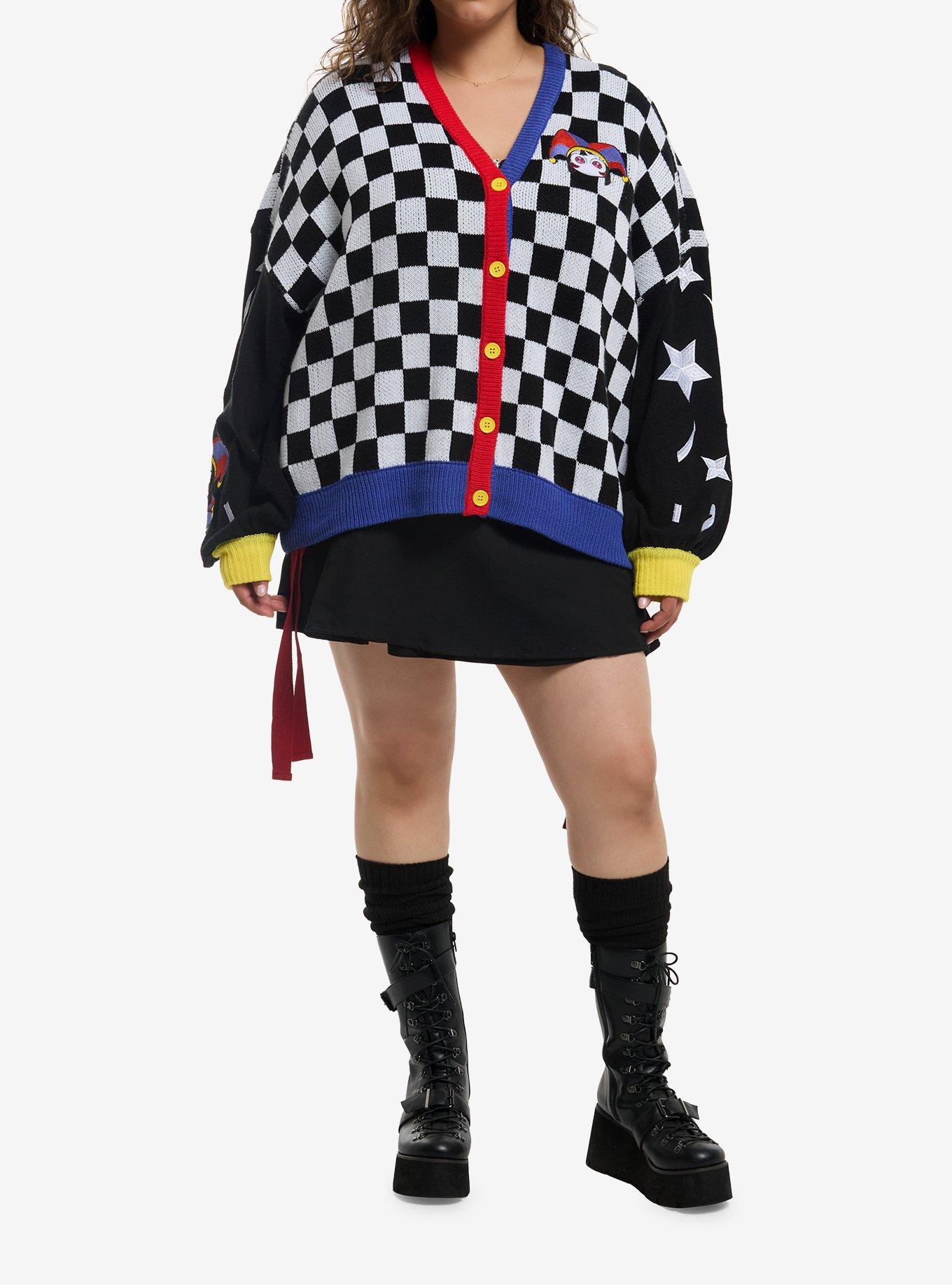 The Amazing Digital Circus Pomni Checker Girls Cardigan Plus Size, , hi-res