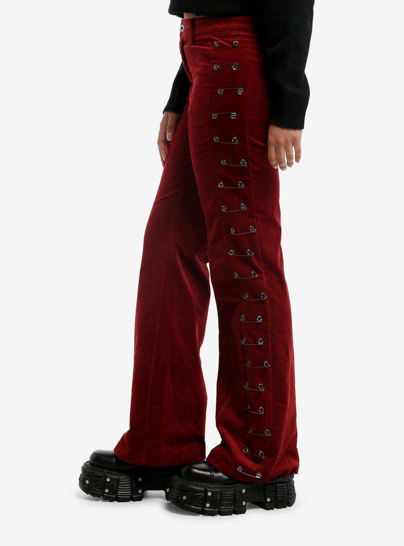 Social Collision Burgundy Velvet Flare Pants, MULTI, alternate
