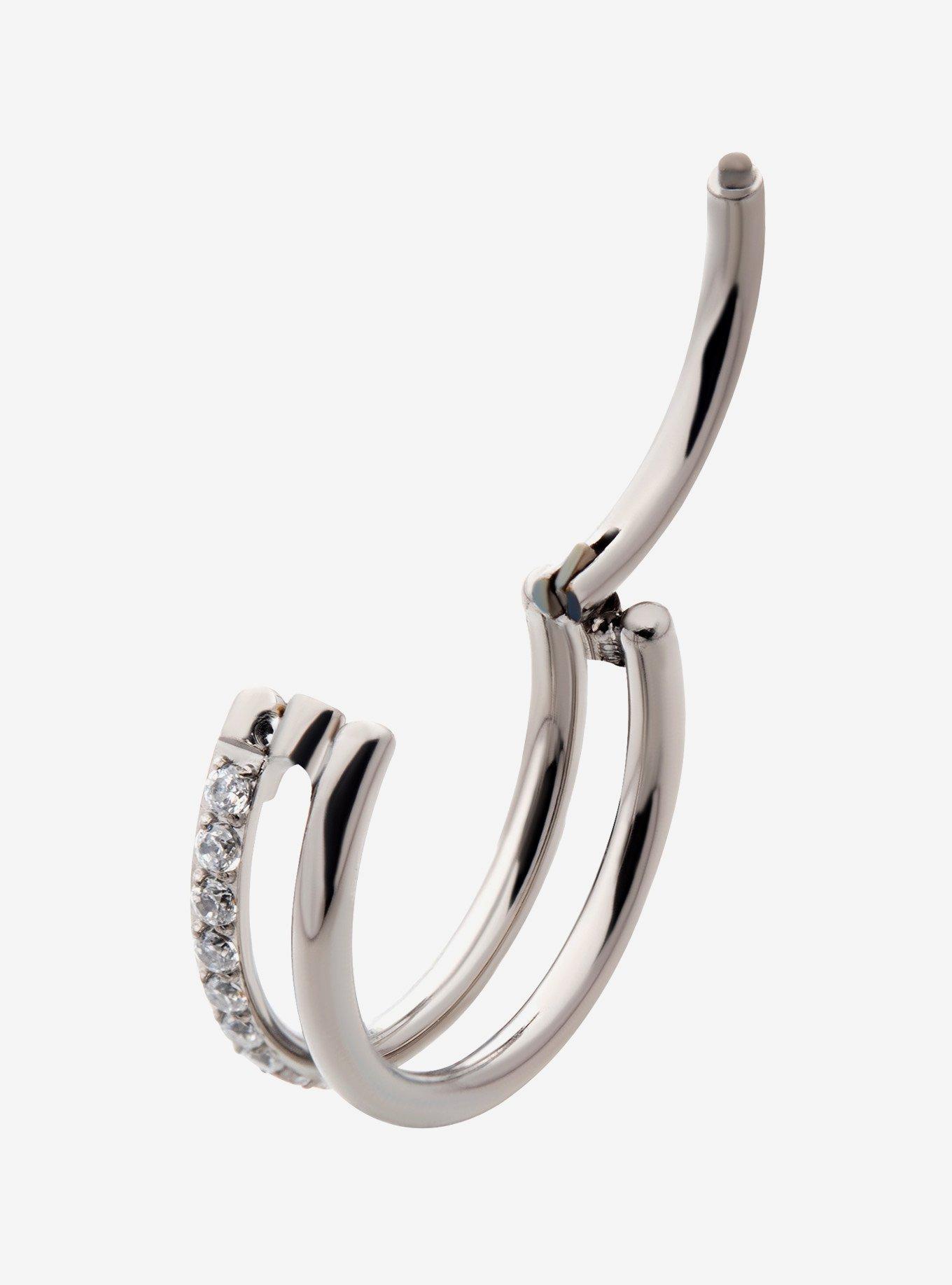Titanium Bling Double Row Hinged Clicker, , hi-res