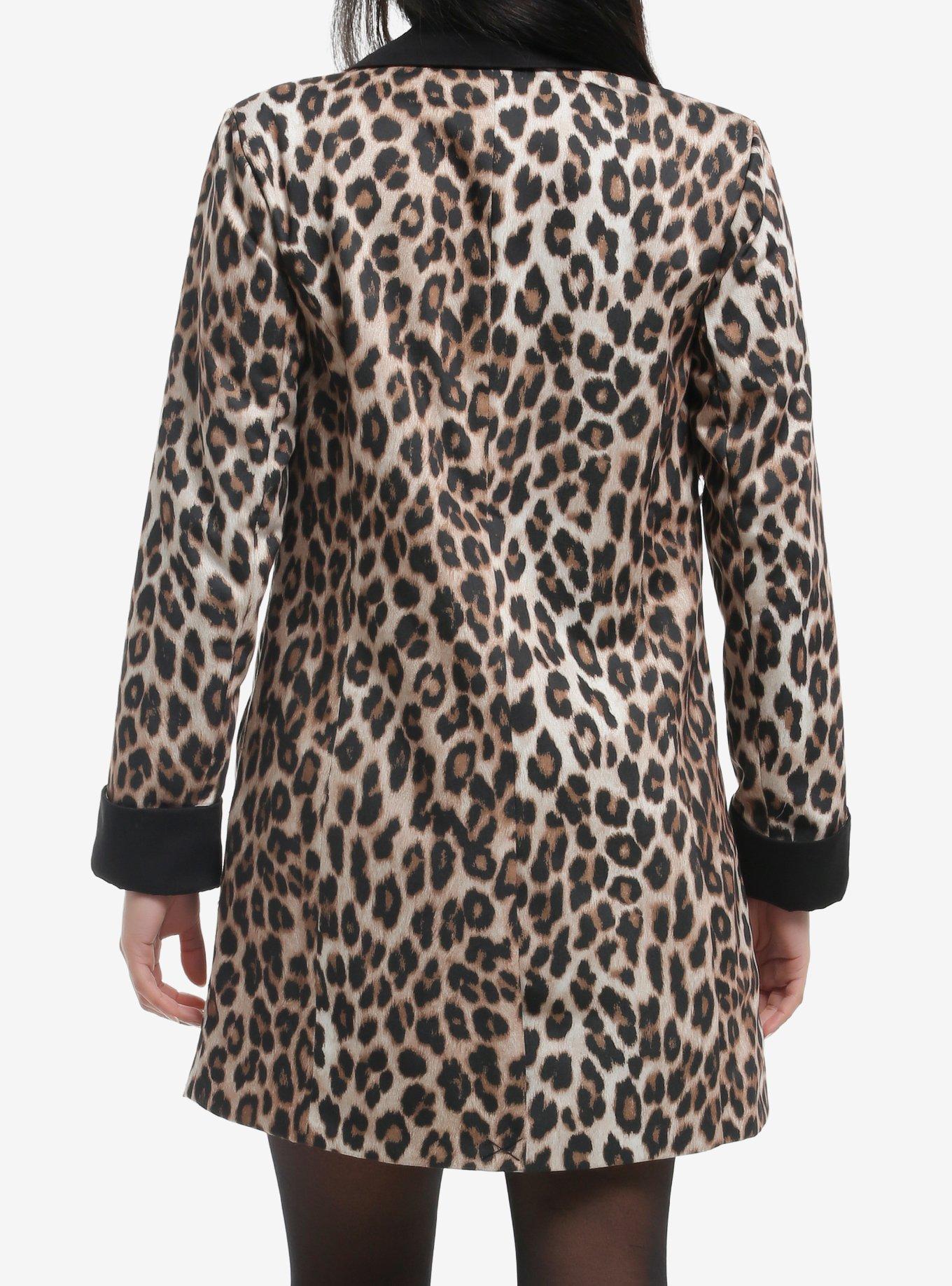 Social Collision Leopard Buttons Girls Long Blazer, MULTI, alternate