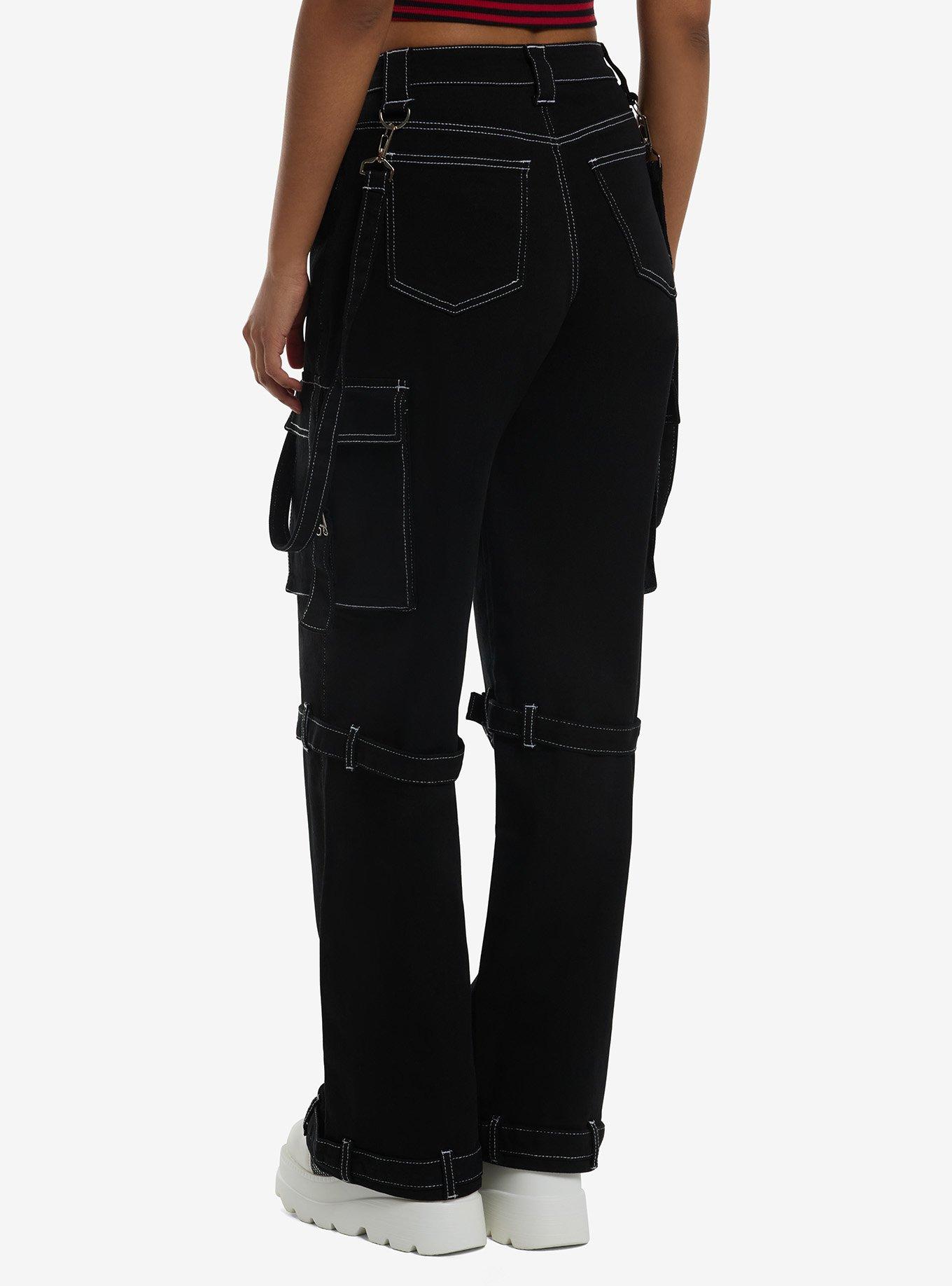 Black Buckles & Suspenders Cargo Pants, , hi-res