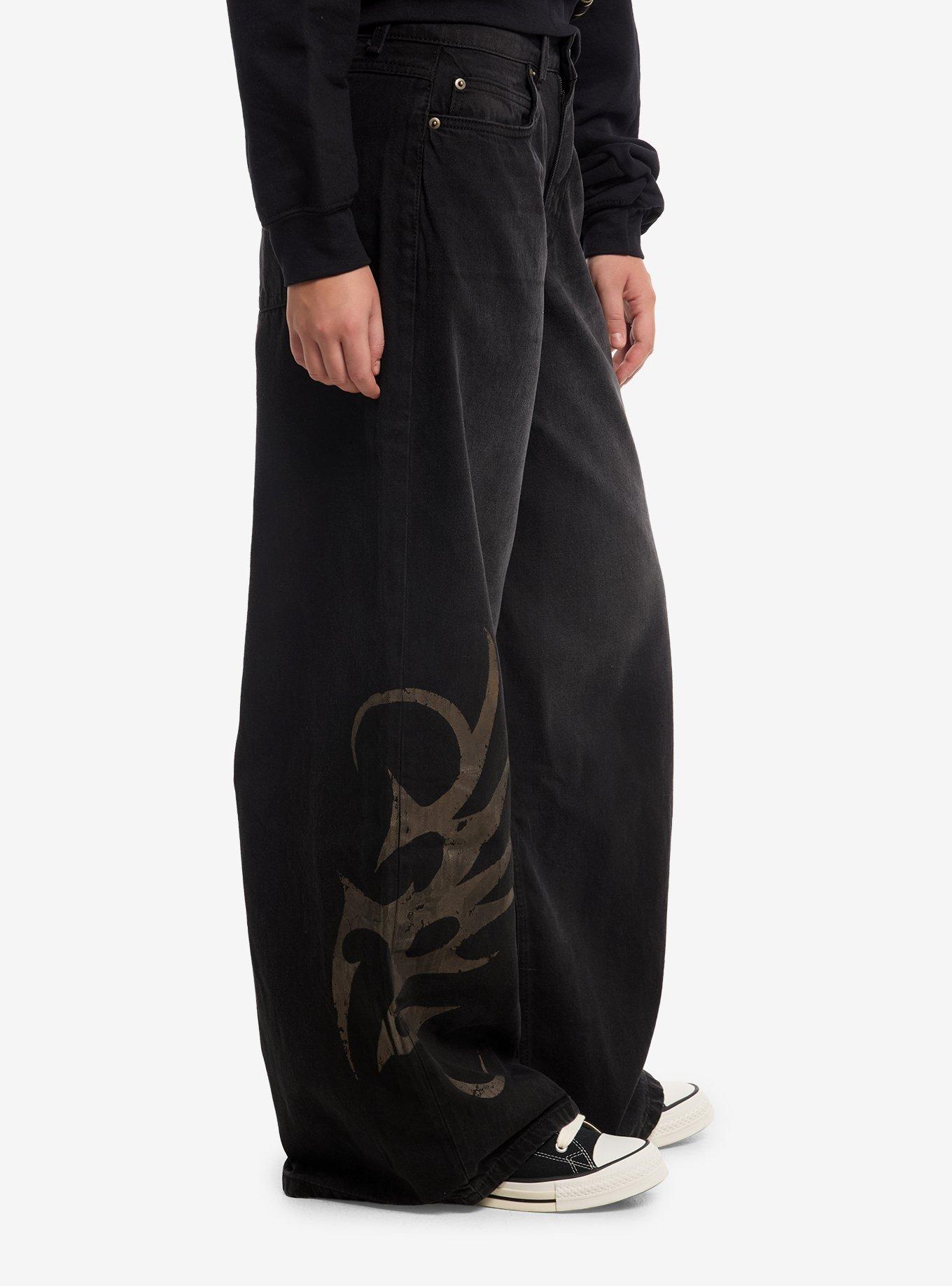Grey Dark Wash Cyber Sigil Baggy Jeans, MULTI, alternate - view 3