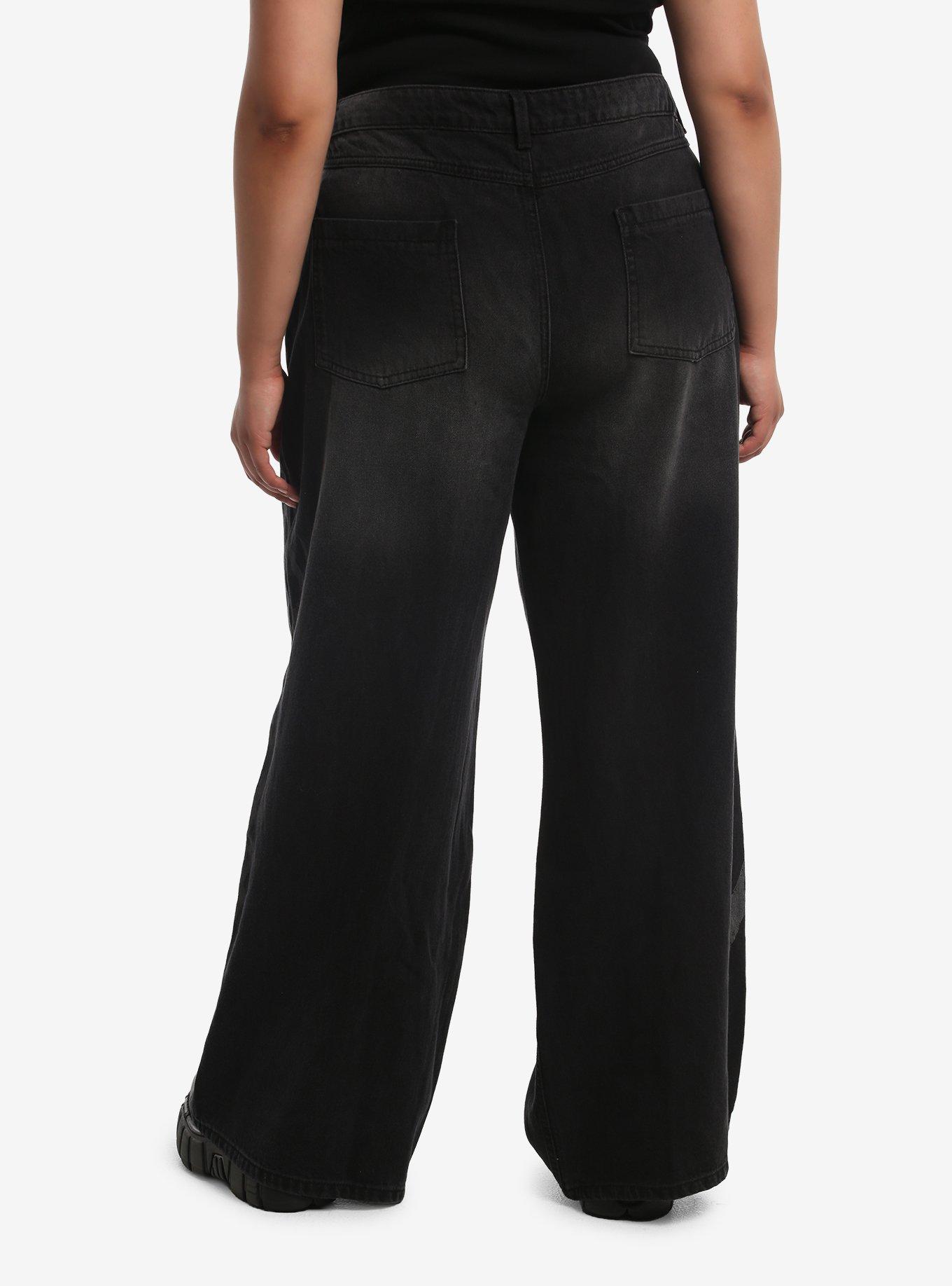 Grey Dark Wash Cyber Sigil Baggy Jeans Plus Size, MULTI, alternate - view 3