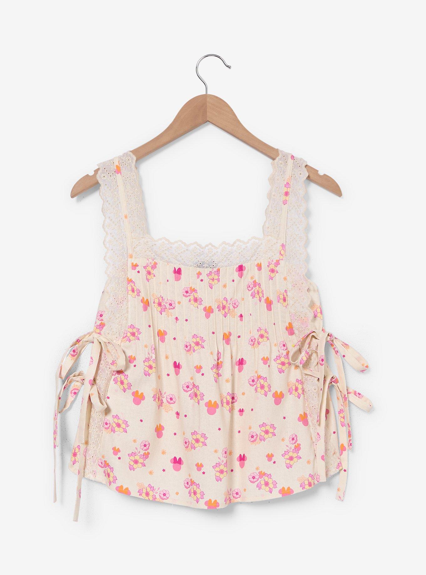 Disney Minnie Mouse Floral Allover Print Linen Tank Top, , hi-res