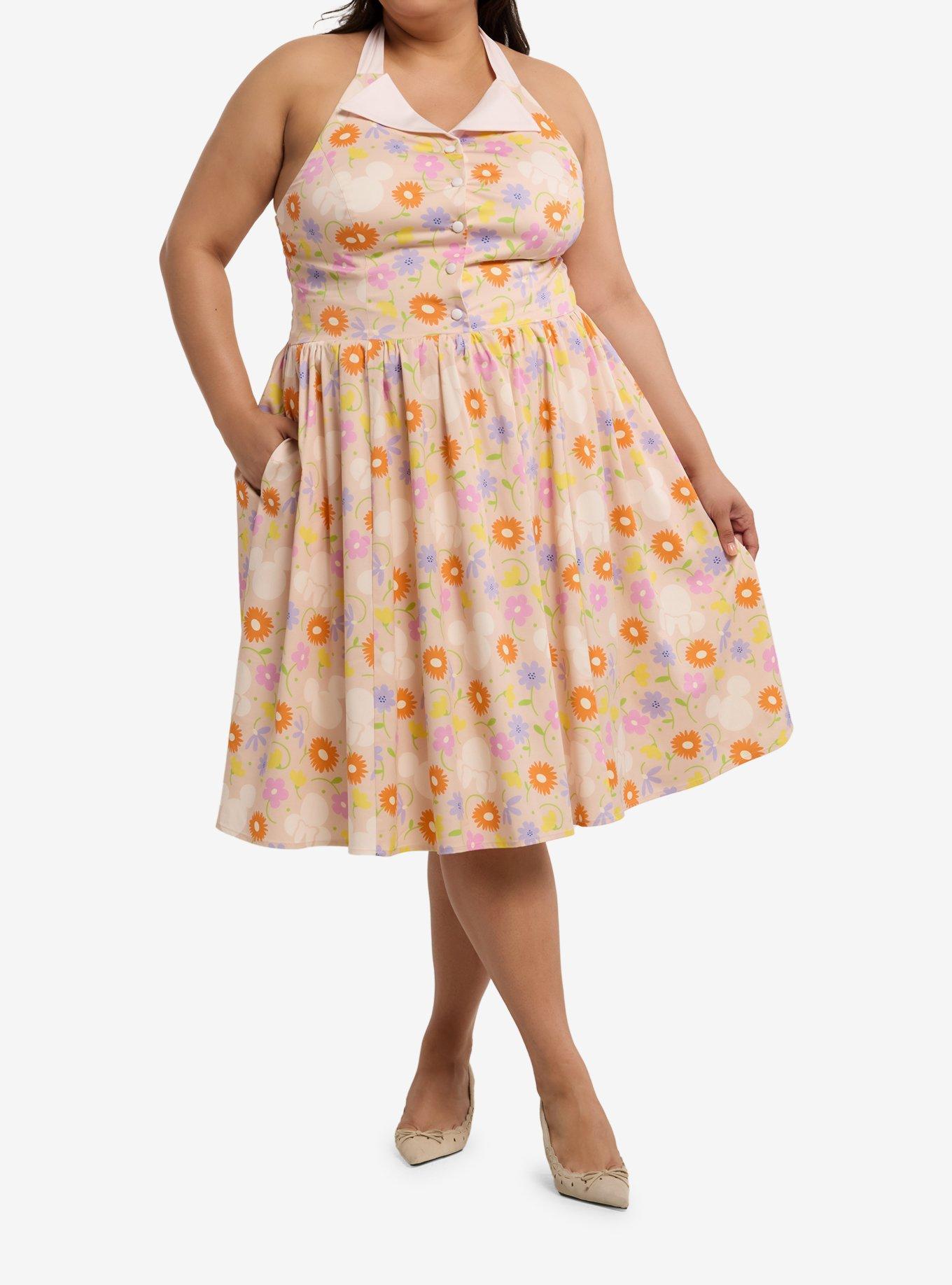 Disney Mickey & Minnie Mouse Floral Retro Plus Size Halter Dress Her Universe Exclusive, , hi-res