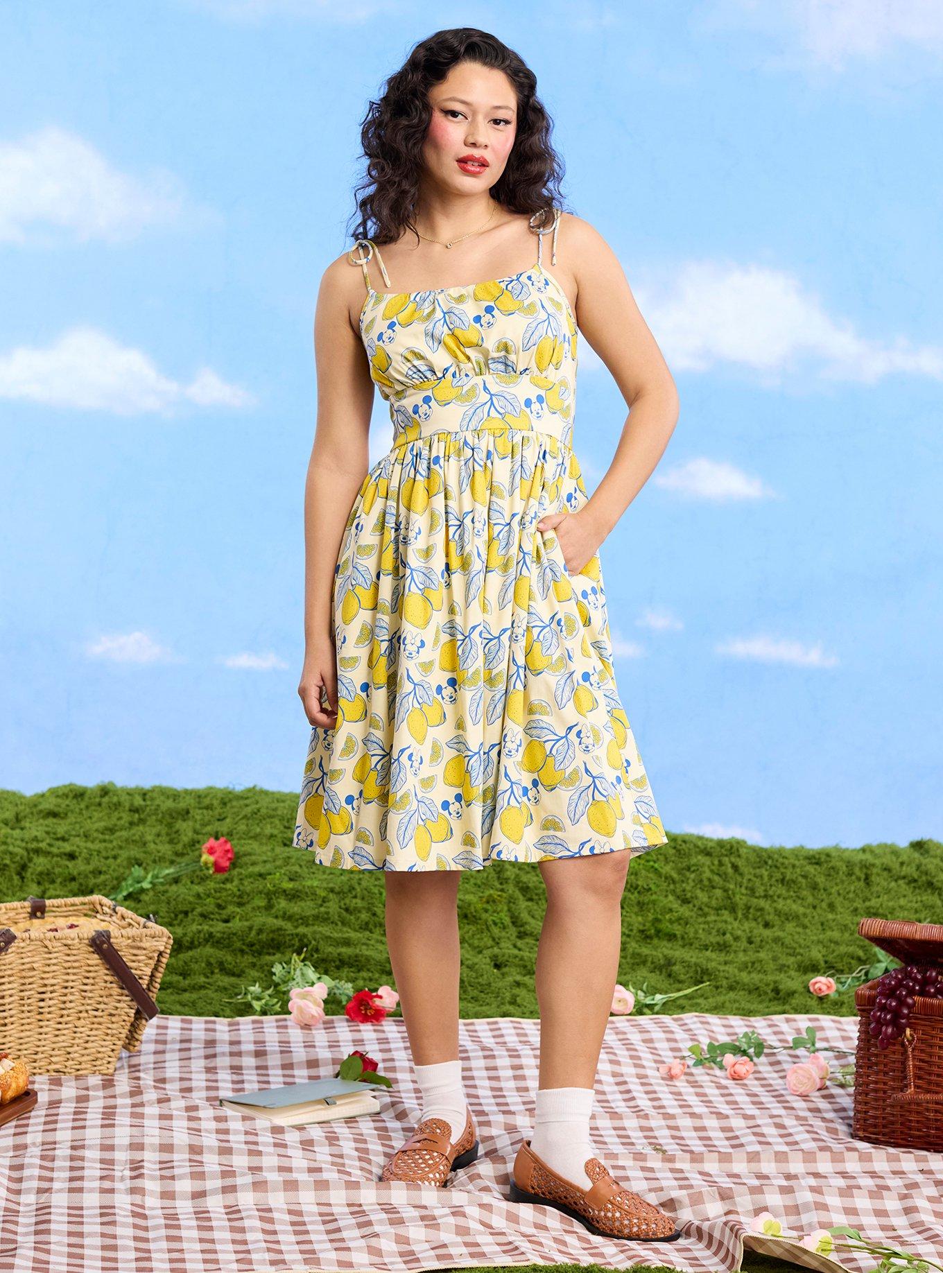 Disney Mickey & Minnie Lemon Allover Print Retro Tank Dress Her Universe Exclusive, , hi-res