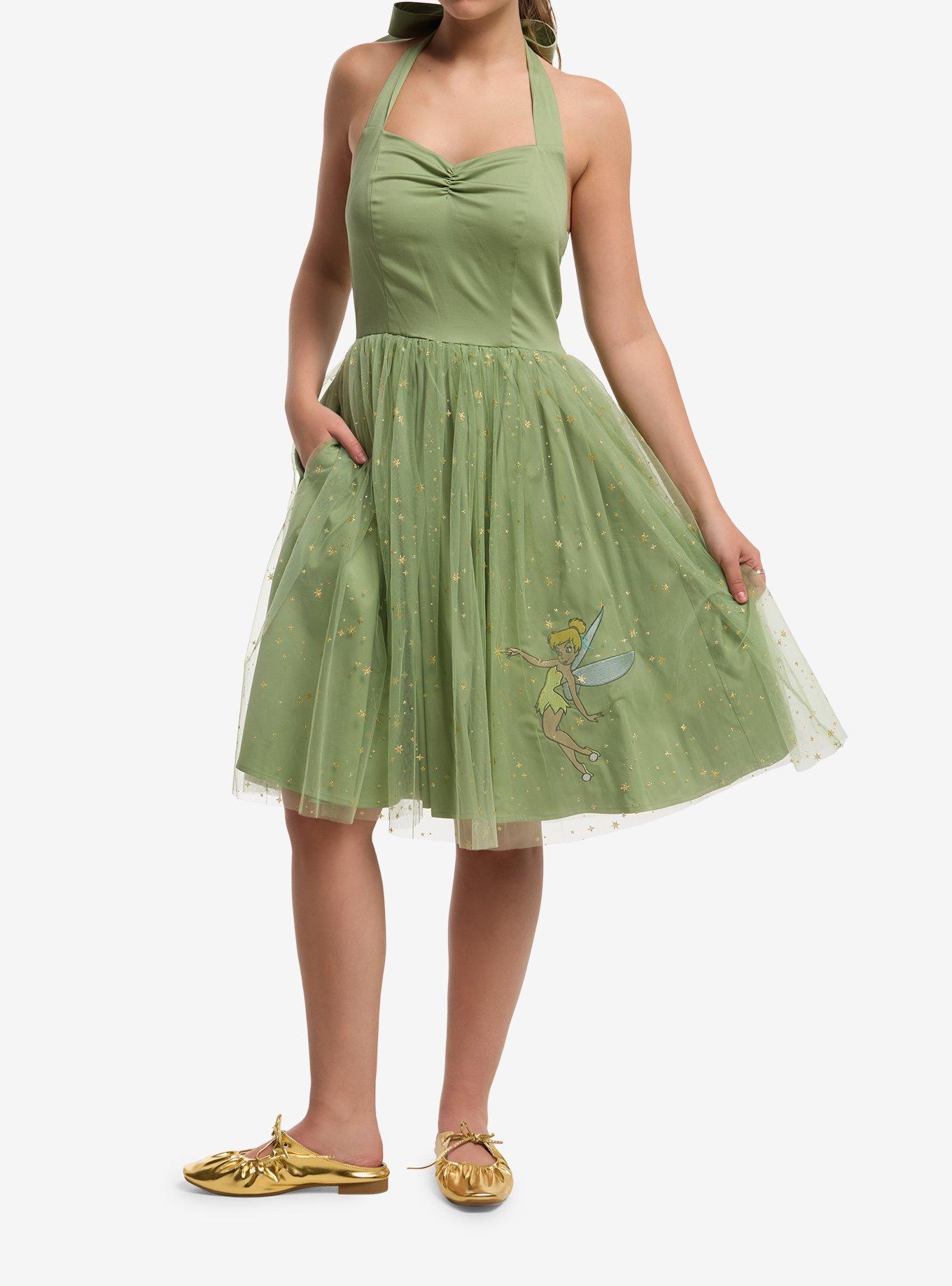 Disney Peter Pan Tinker Bell Tulle Retro Halter Dress Her Universe Exclusive, , hi-res