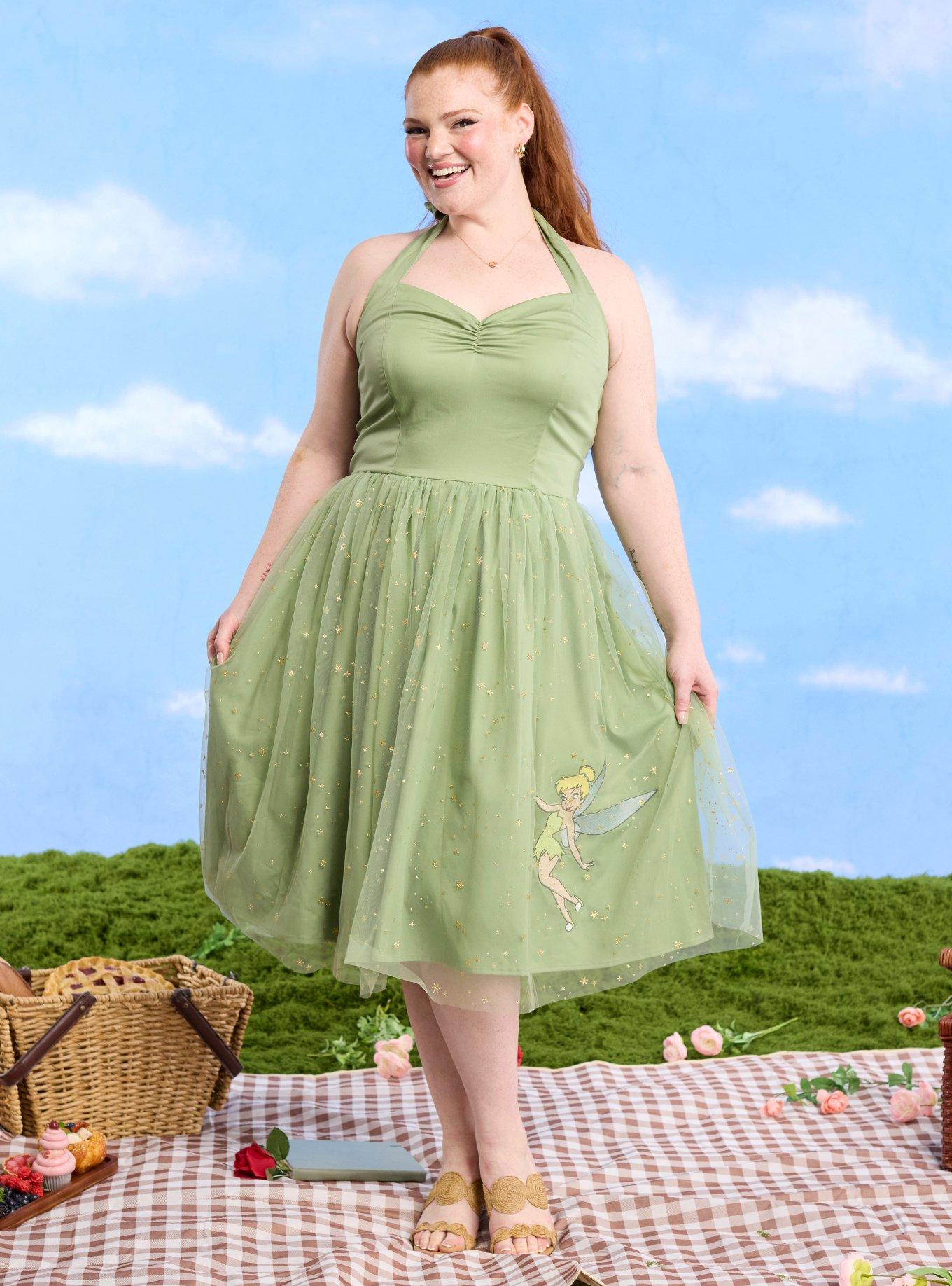Disney Peter Pan Tinker Bell Tulle Retro Plus Size Halter Dress Her Universe Exclusive, , hi-res