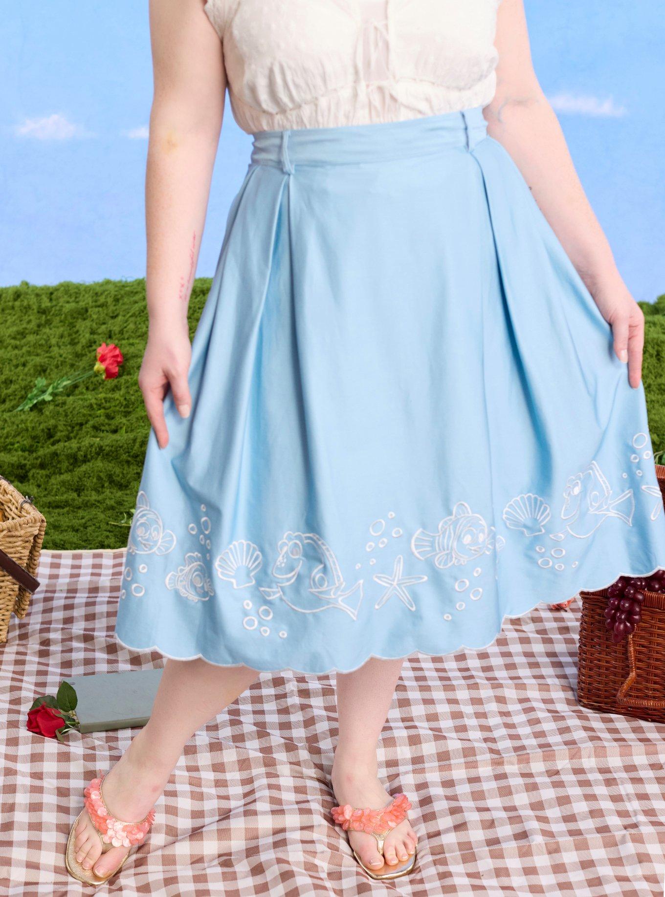Disney Pixar Finding Nemo Embroidered Characters Retro Plus Size Midi Skirt Her Universe Exclusive, , hi-res