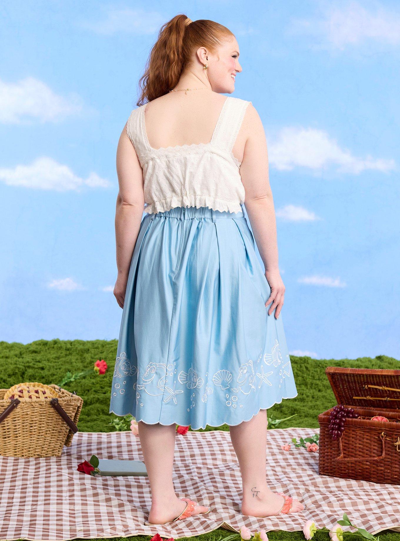 Disney Pixar Finding Nemo Embroidered Characters Retro Plus Size Midi Skirt Her Universe Exclusive, MULTI, alternate - view 3