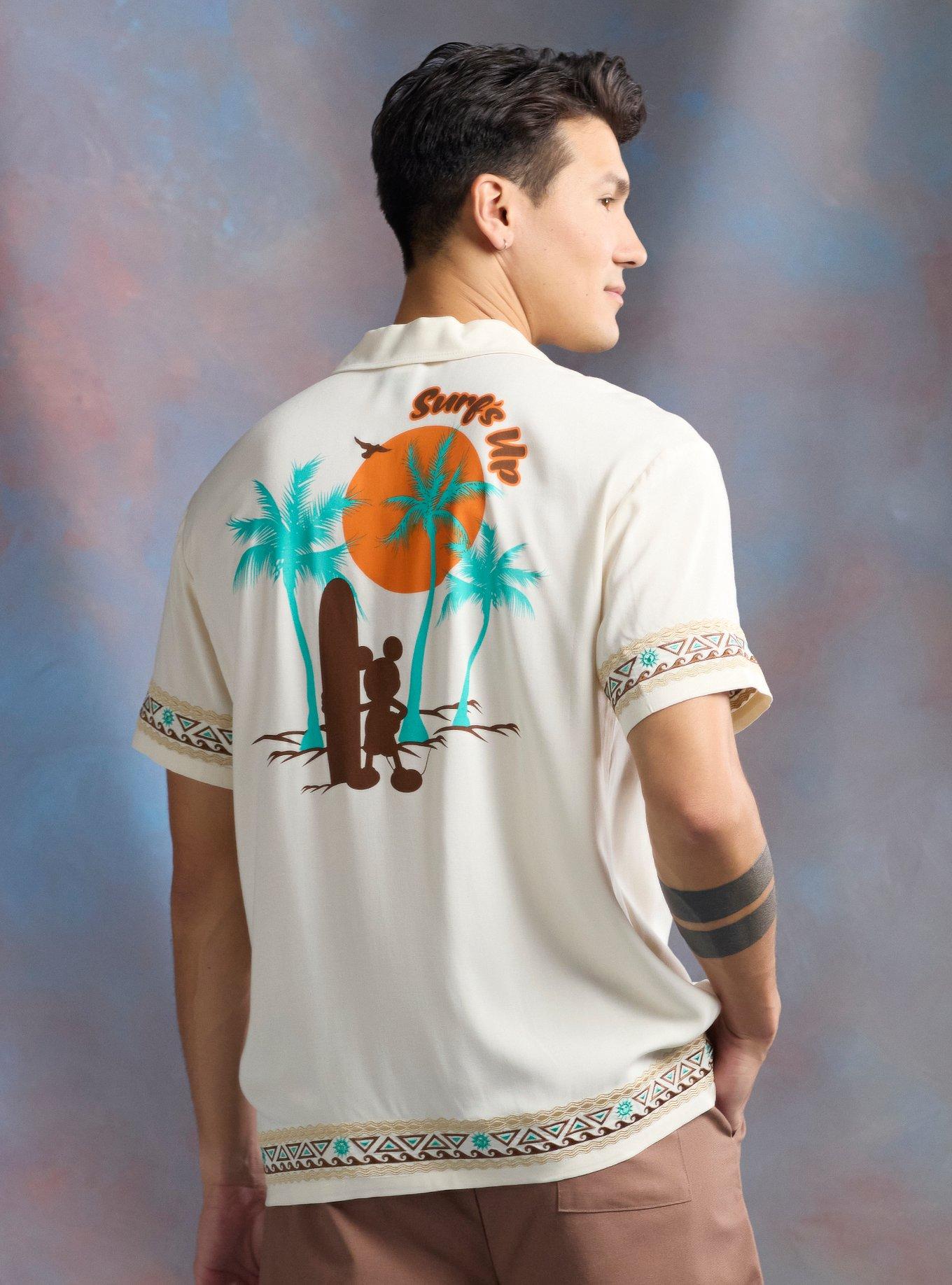 Our Universe Disney Mickey Mouse Surfing Woven Button-Up Our Universe Exclusive, , hi-res