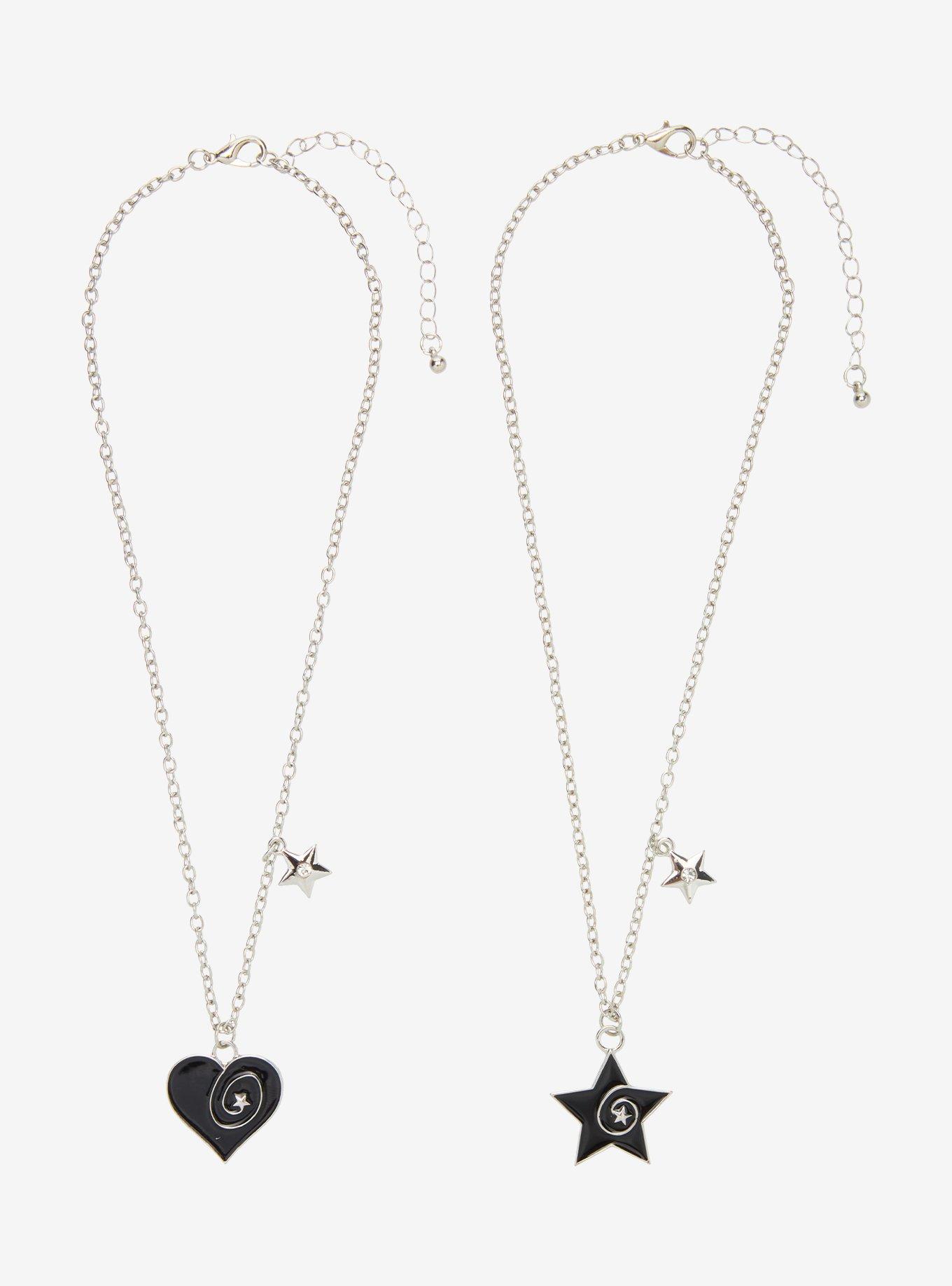 Social Collision Heart & Star Swirl Best Friend Necklace Set, , hi-res