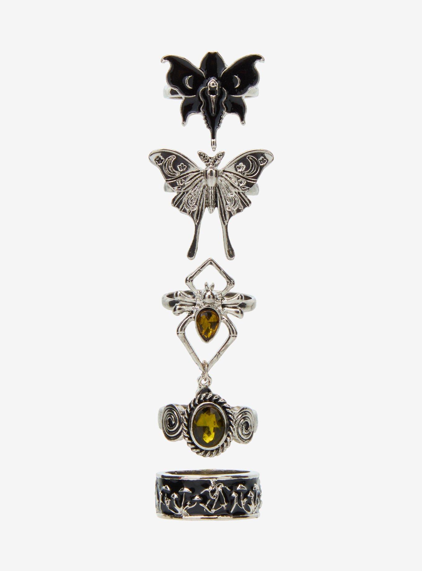 Thorn & Fable Mushroom Moth Flower Ring Set, , hi-res
