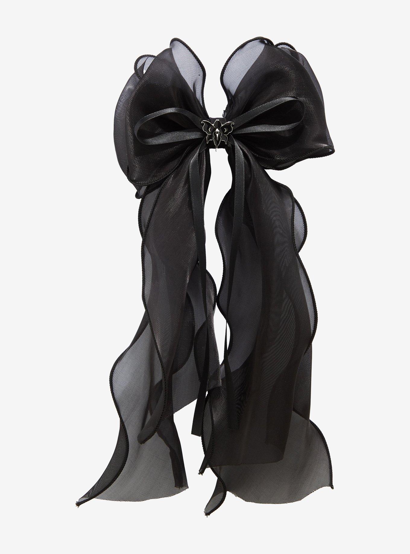 Thorn & Fable Black Orchid Hair Bow, , hi-res