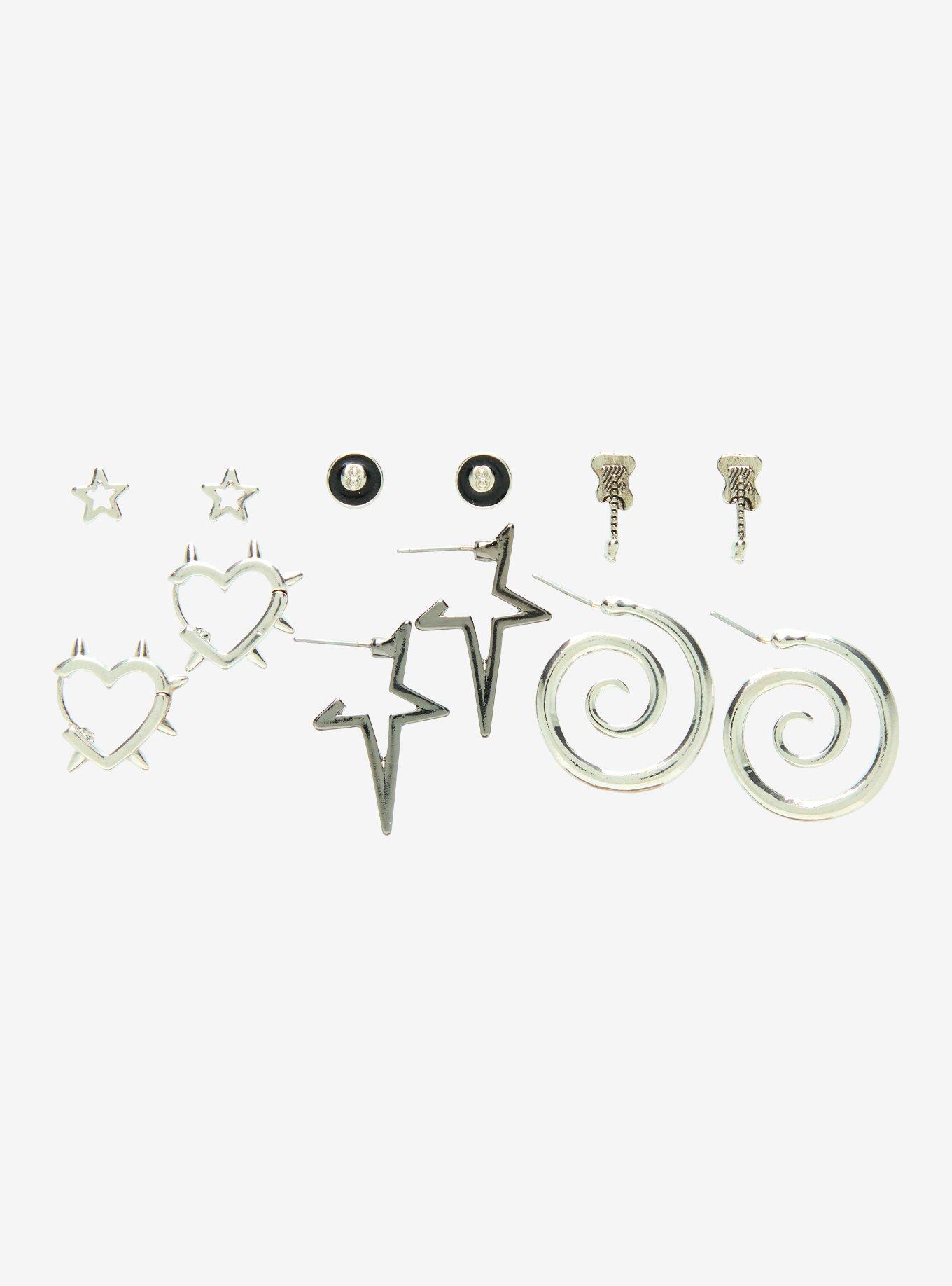 Star & Guitar Stud & Hoop Earring Set, , hi-res