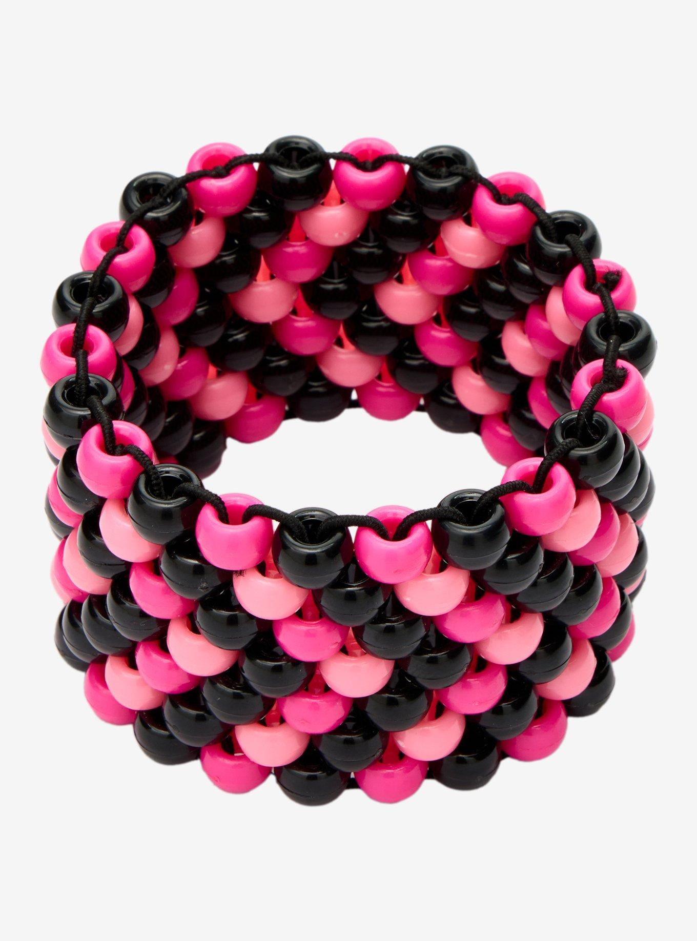 Pink & Black Thick Bead Bracelet, , alternate