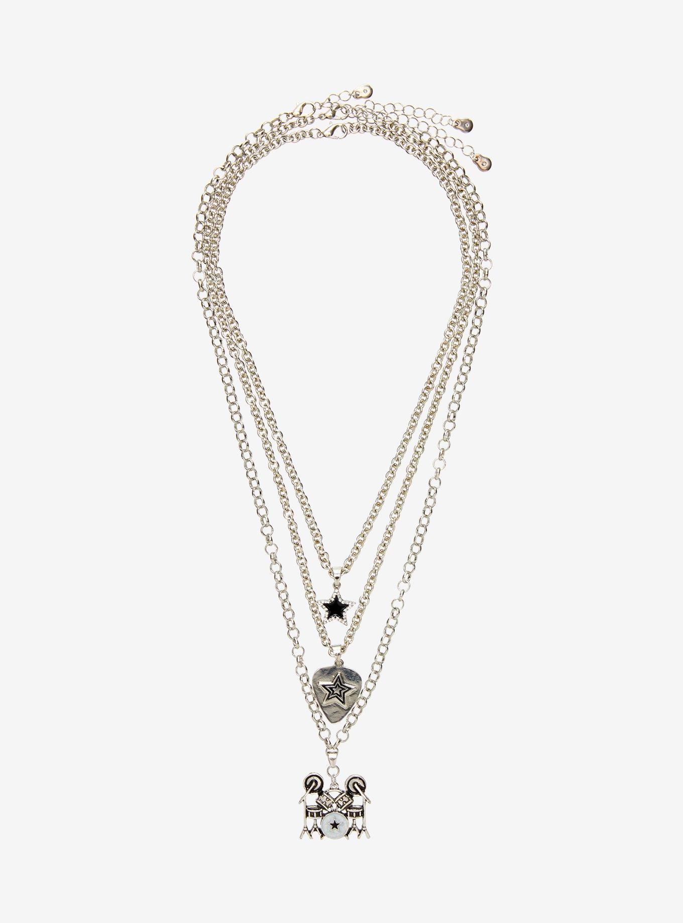 Social Collision Drum Set Guitar Pick Necklace Set, , hi-res