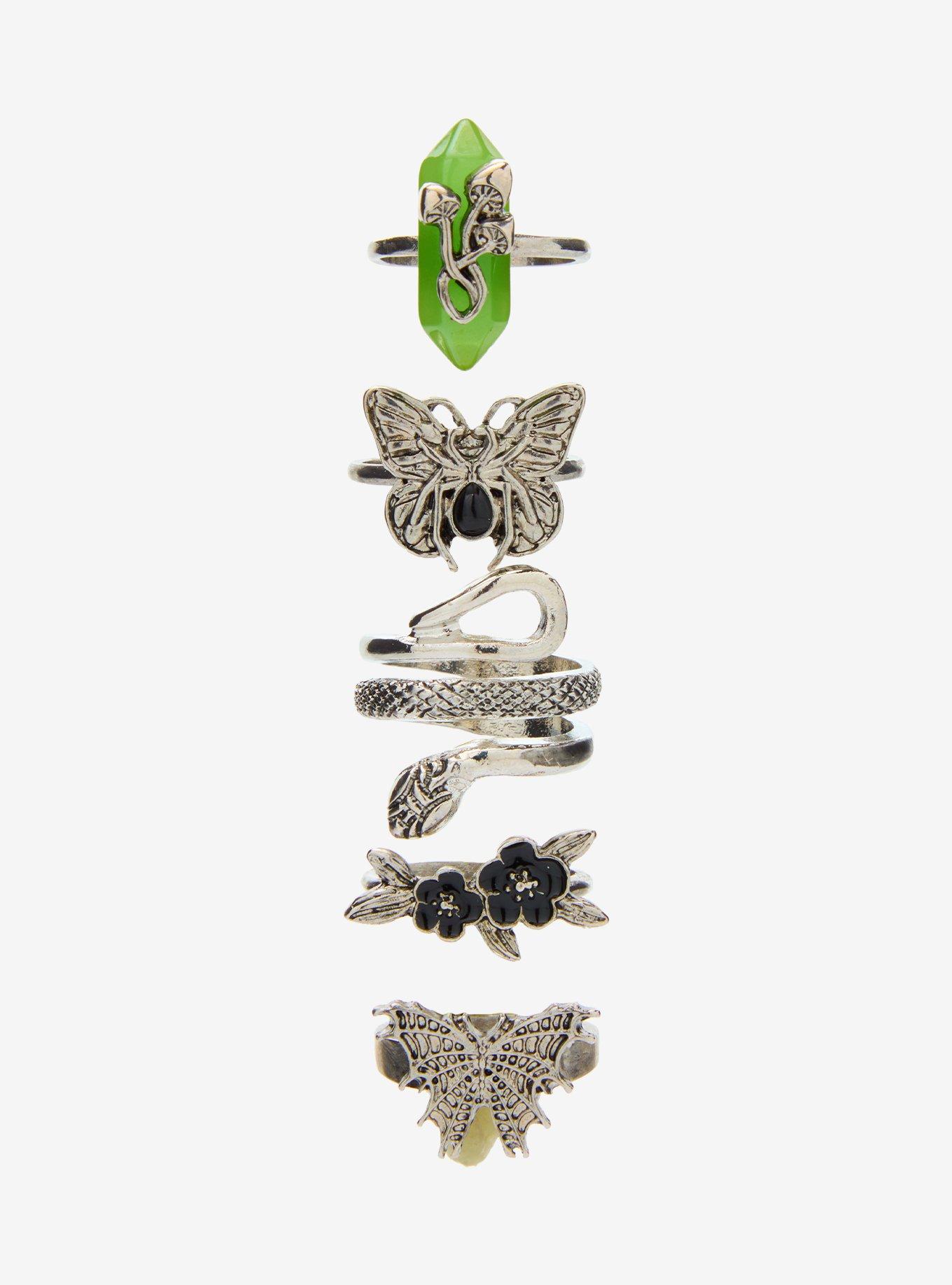 Thorn & Fable Green Gem Forest Creature Ring Set, , hi-res