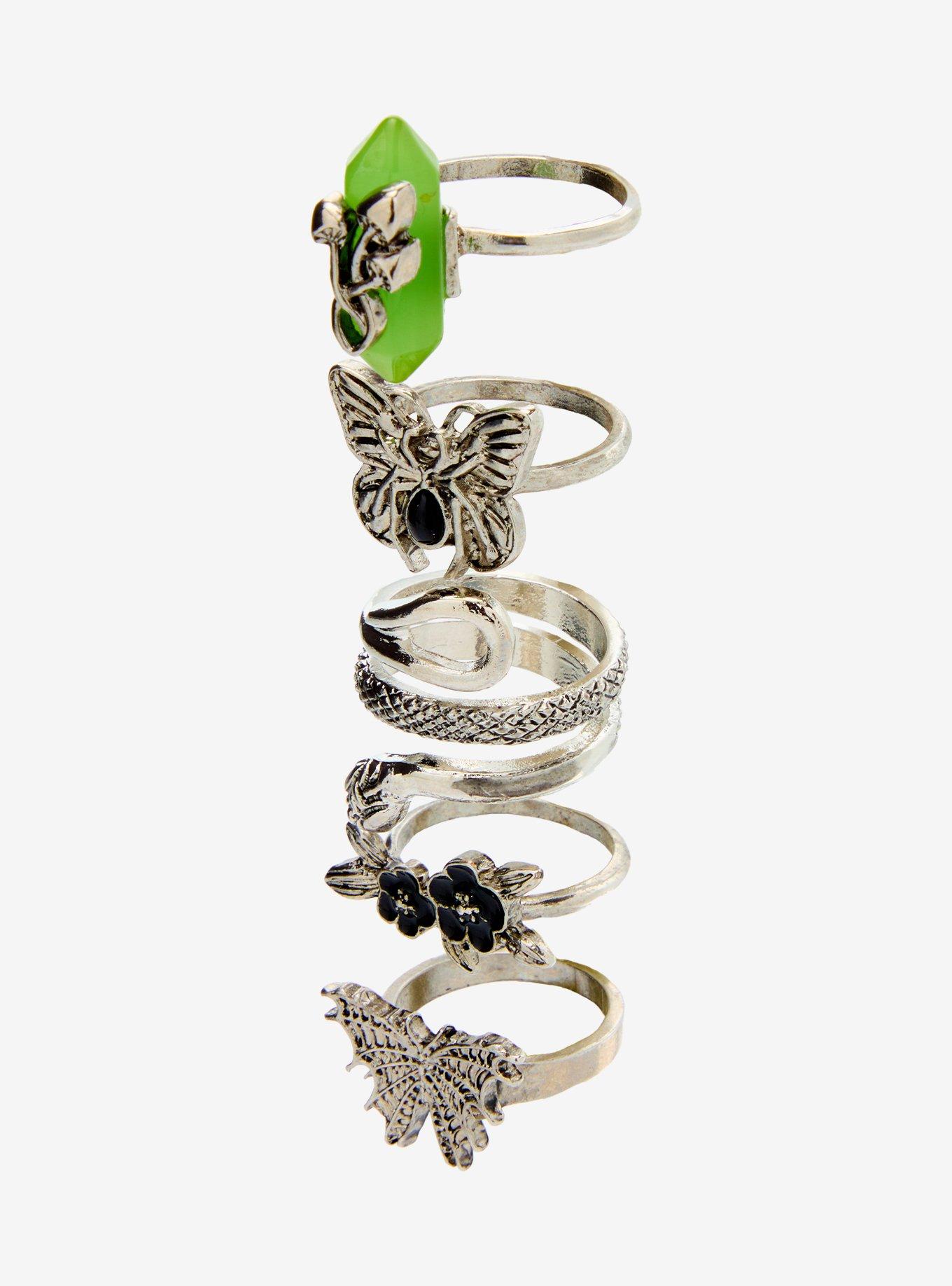 Thorn & Fable Green Gem Forest Creature Ring Set, , alternate