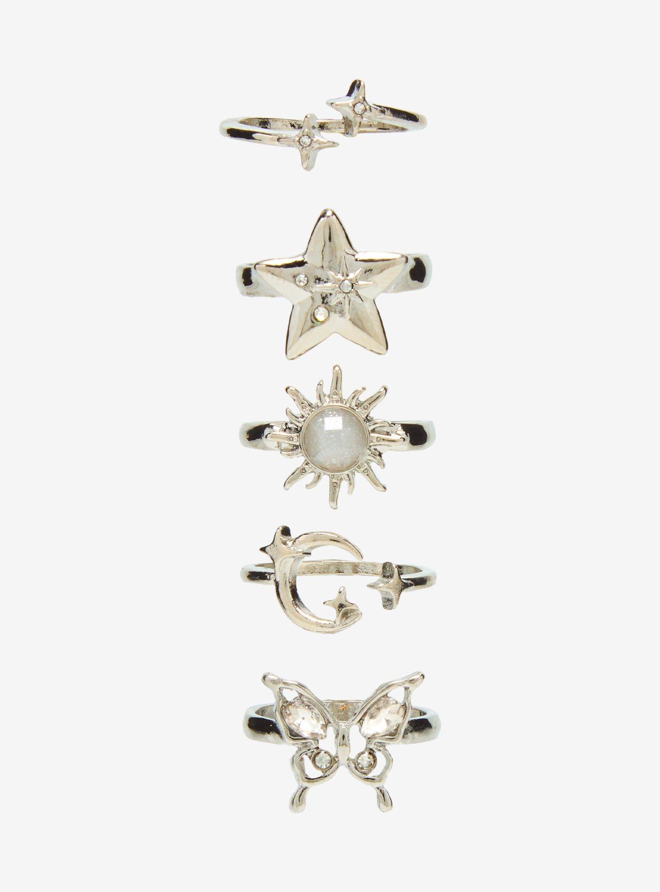 Cosmic Aura Celestial Butterfly Ring Set, , hi-res