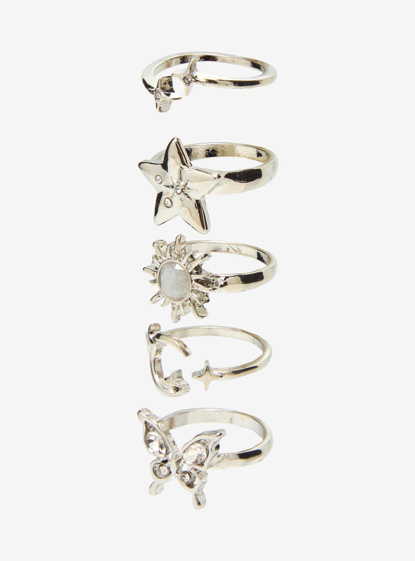 Cosmic Aura Celestial Butterfly Ring Set, , alternate