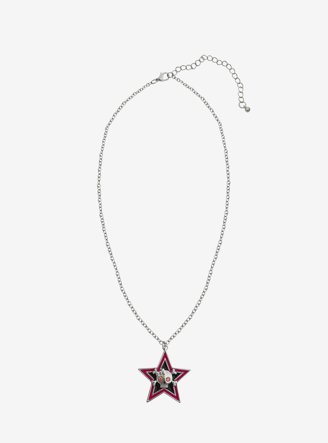 Pink Skull & Crossbones Star Necklace, , hi-res