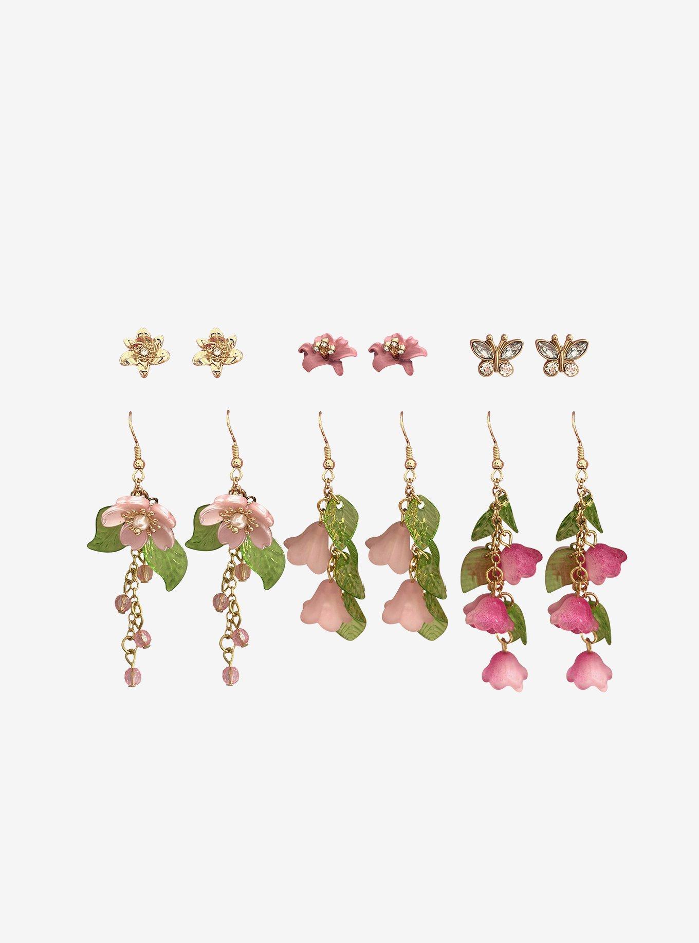 Sweet Society Pink Florals Earring Set, , hi-res