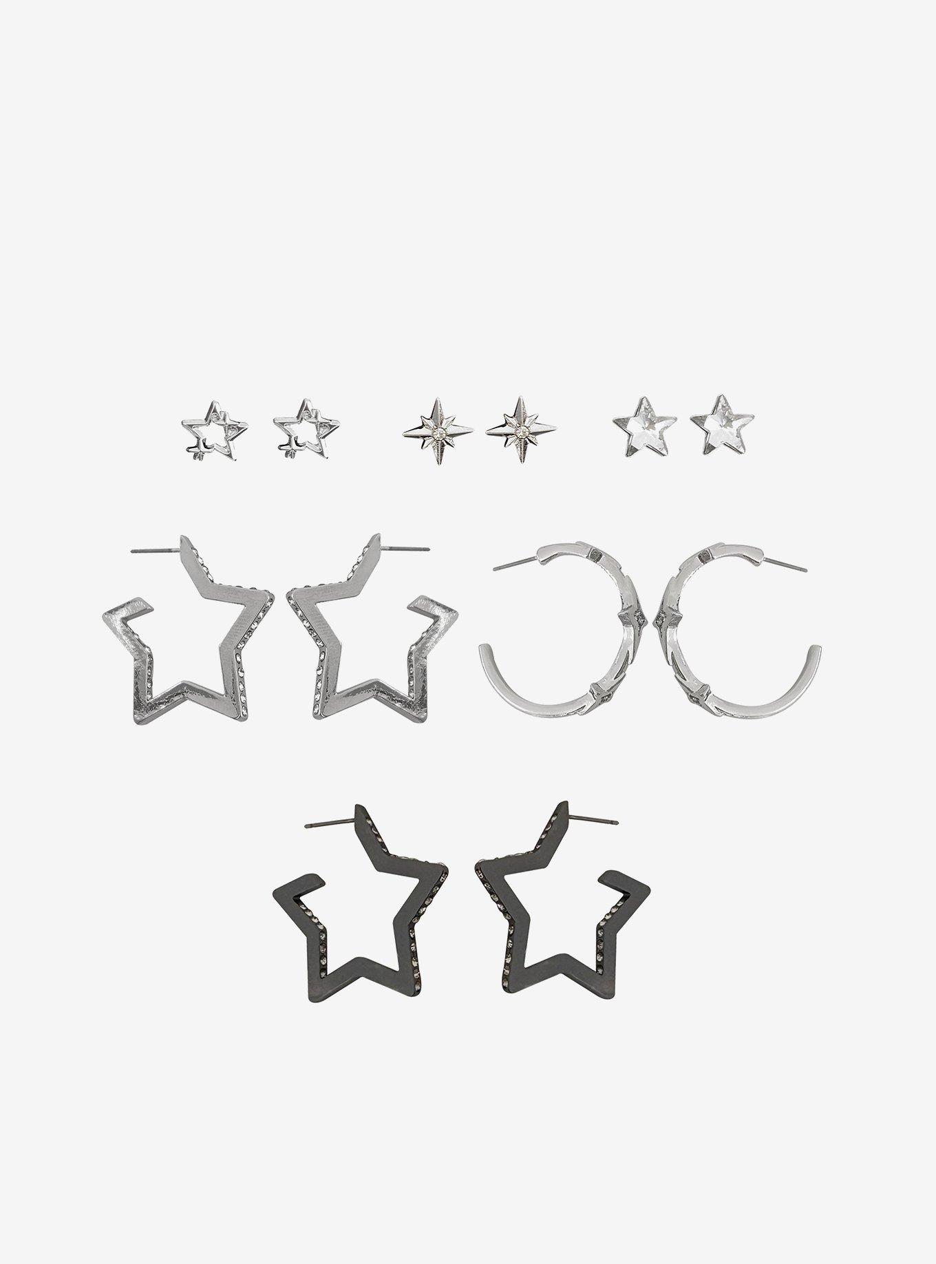 Cosmic Aura Bling Star Hoop Earring Set, , hi-res