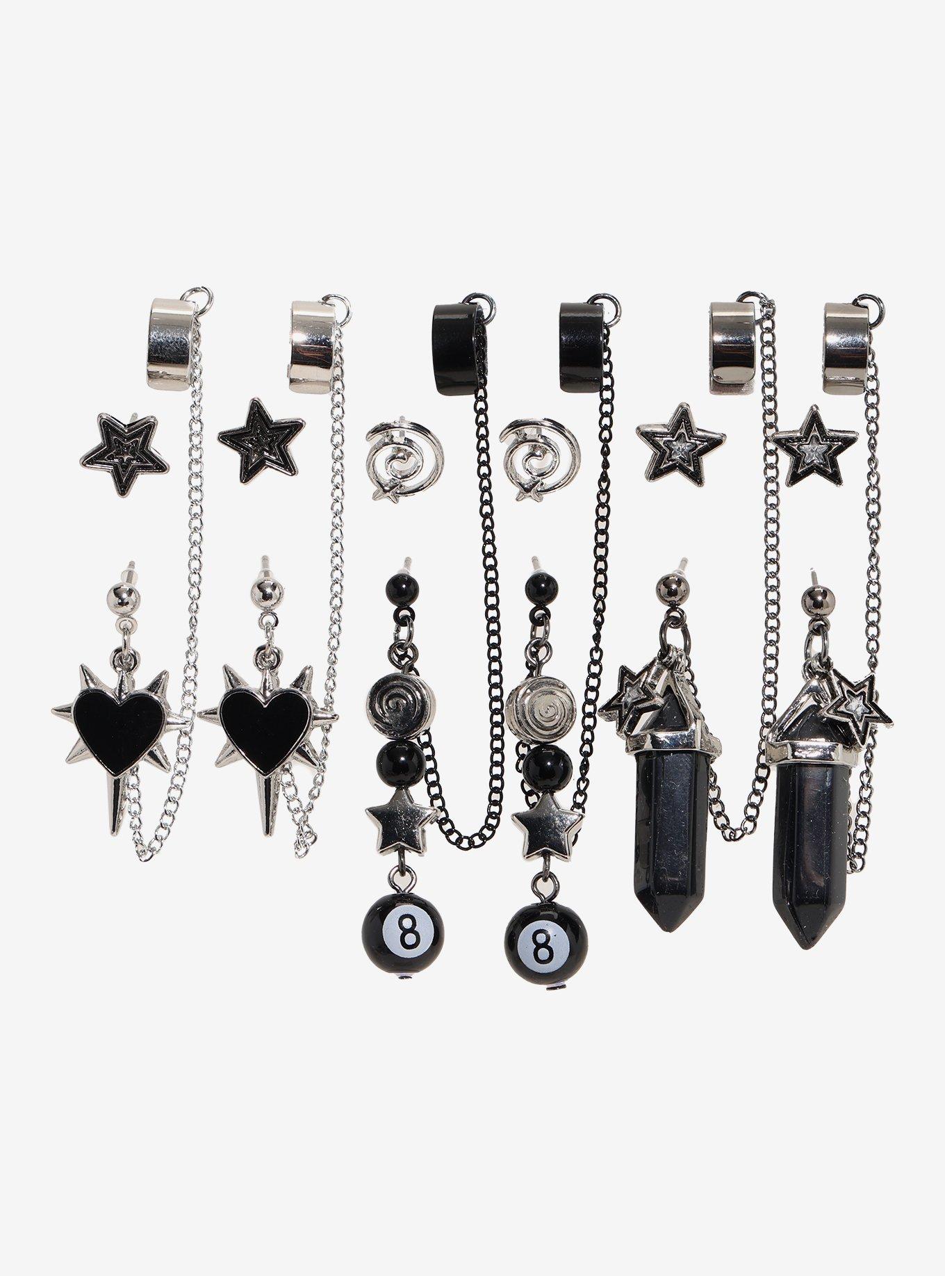 Social Collision Swirl Star Crystal Earring Set, , hi-res