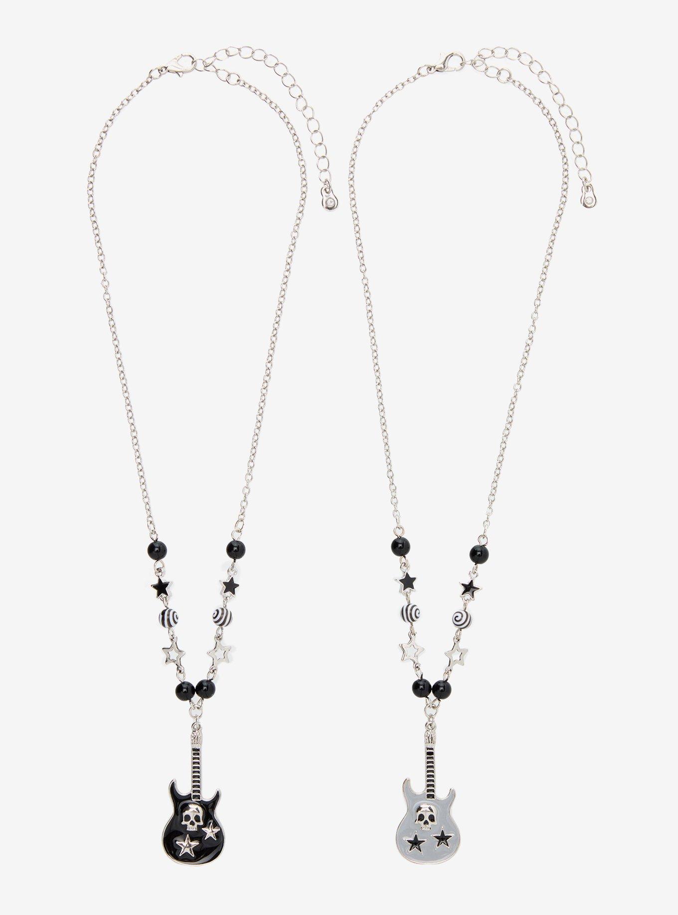 Social Collision Skull Guitar Spiral Star Best Friend Necklace Set, , hi-res