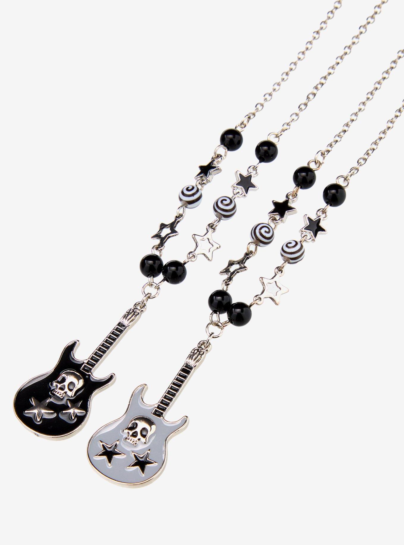 Social Collision Skull Guitar Spiral Star Best Friend Necklace Set, , alternate