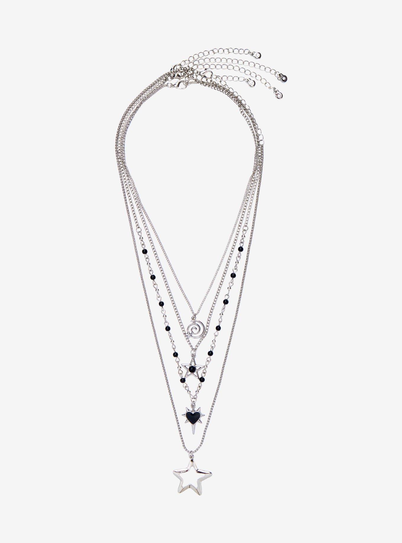 Social Collision Star Spiral Heart Necklace Set, , hi-res
