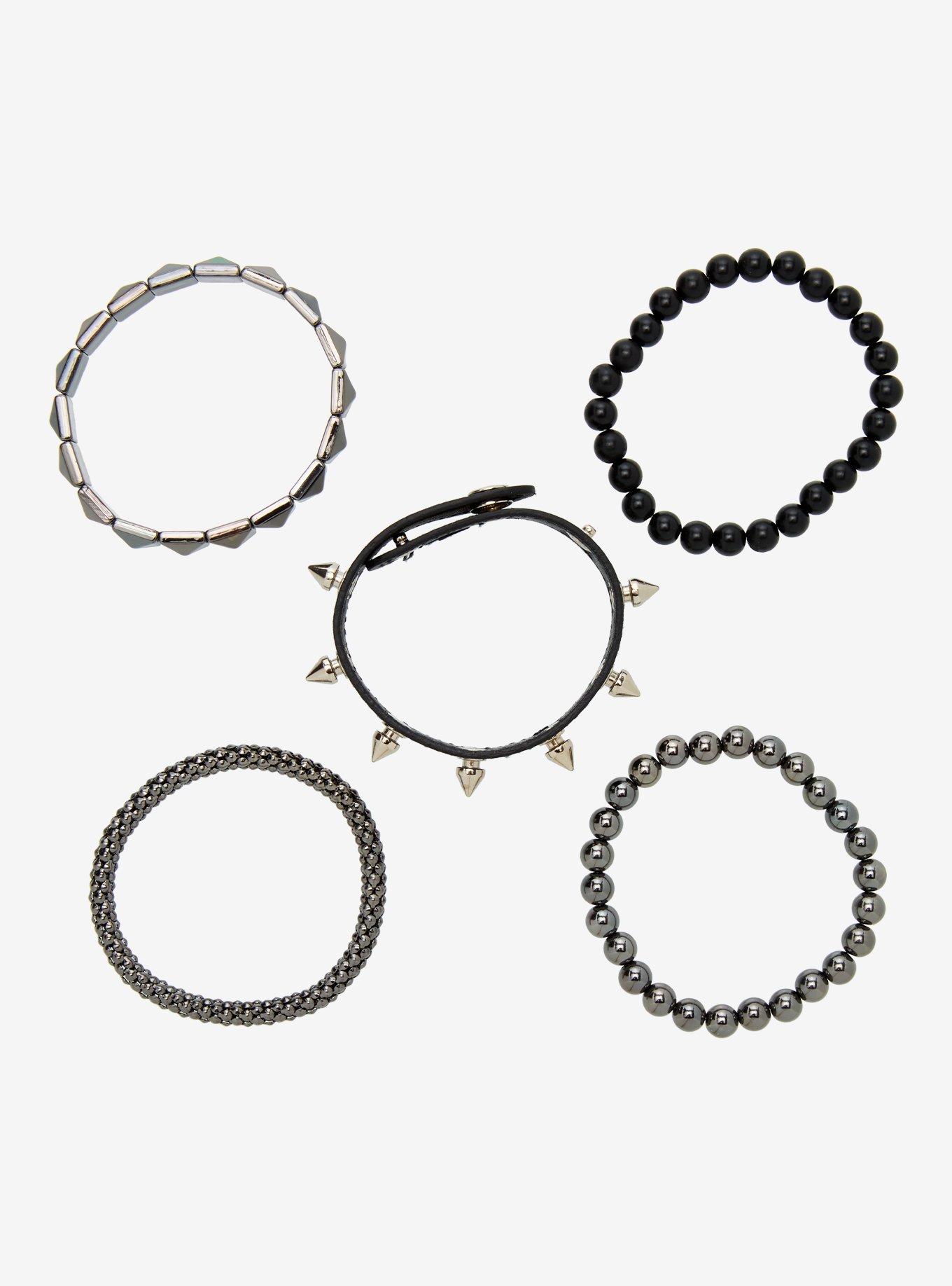 Social Collision Black Gunmetal Stud Bracelet Set, , alternate