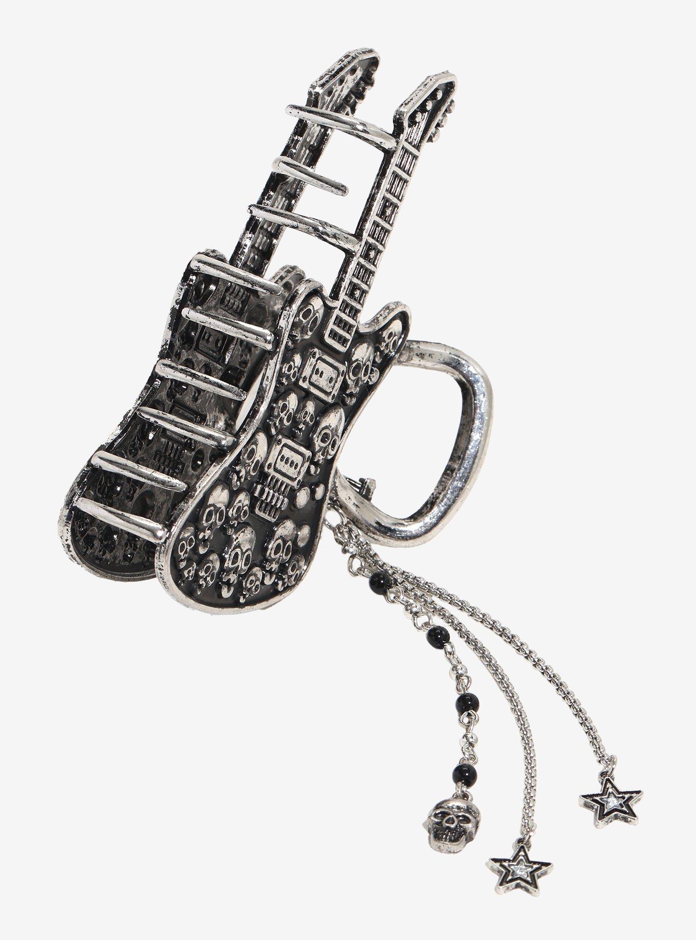 Social Collision Skull Guitar Charm Claw Hair Clip, , alternate