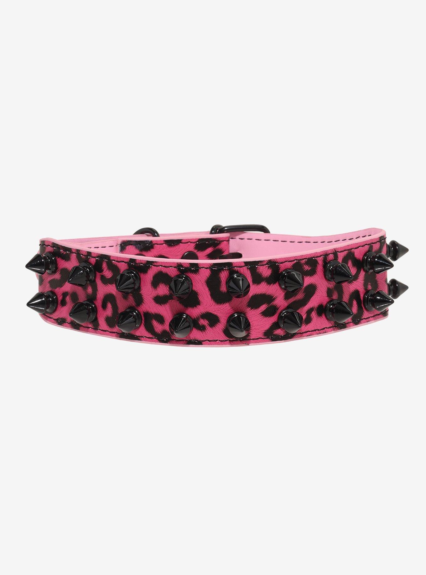 Pink Leopard Spike Choker, , hi-res