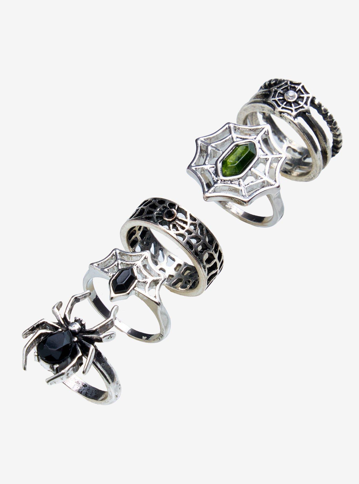 Thorn & Fable Spiderweb Gem Ring Set, , alternate