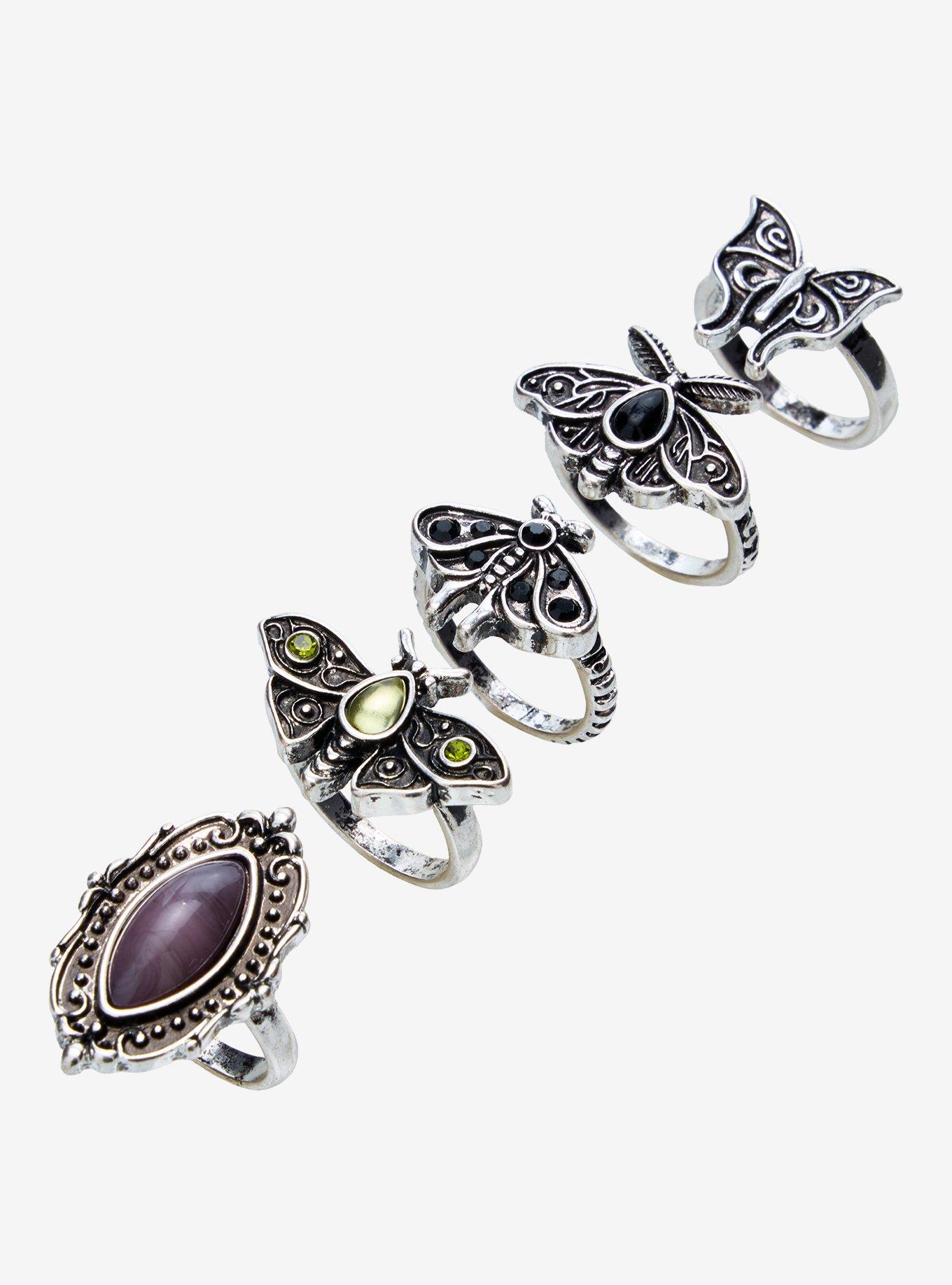 Thorn & Fable Moth Gem Ring Set, , alternate