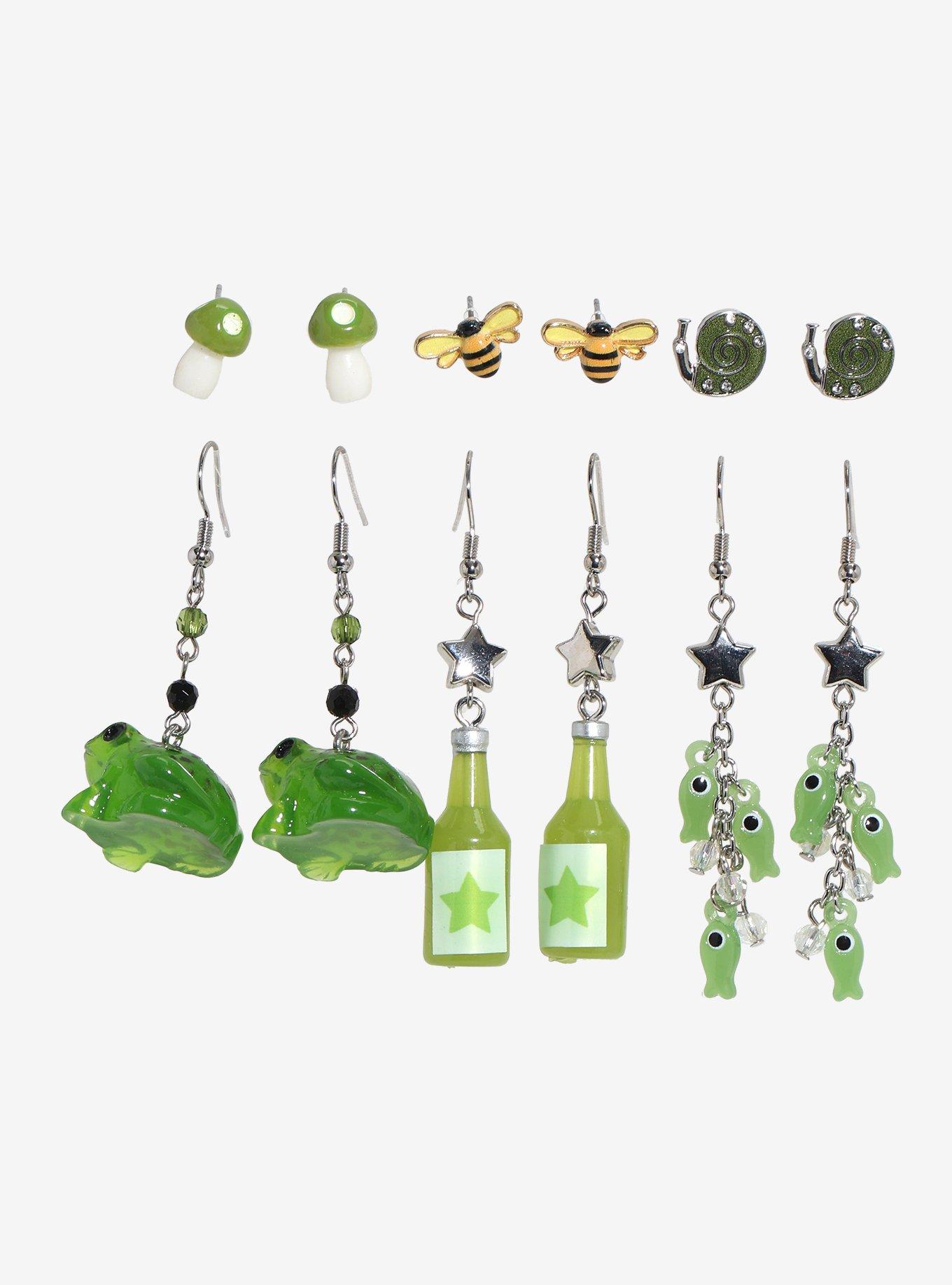 Thorn & Fable Green Critters & Icons Earring Set, , hi-res