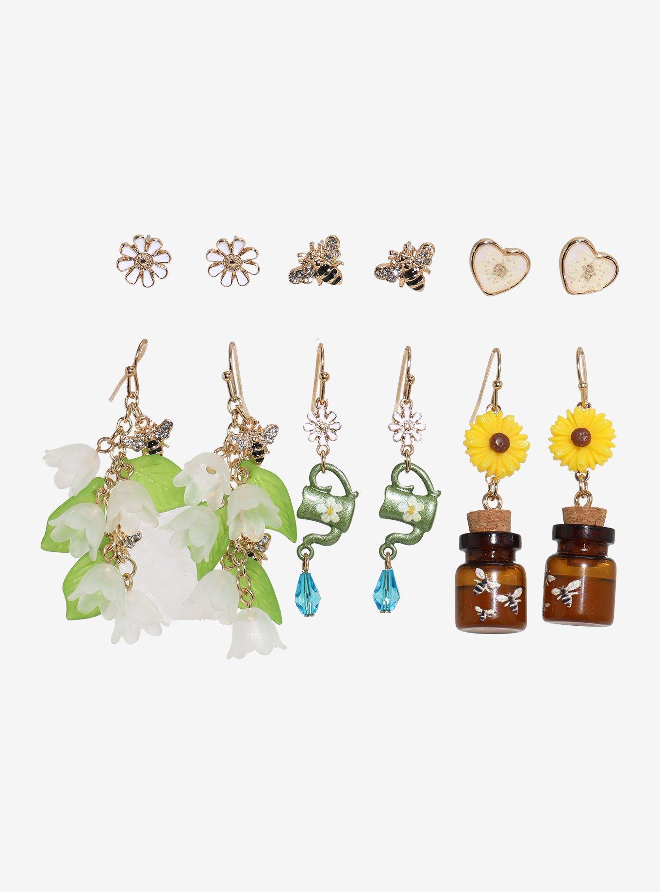 Thorn & Fable Floral Bee Earring Set, , hi-res
