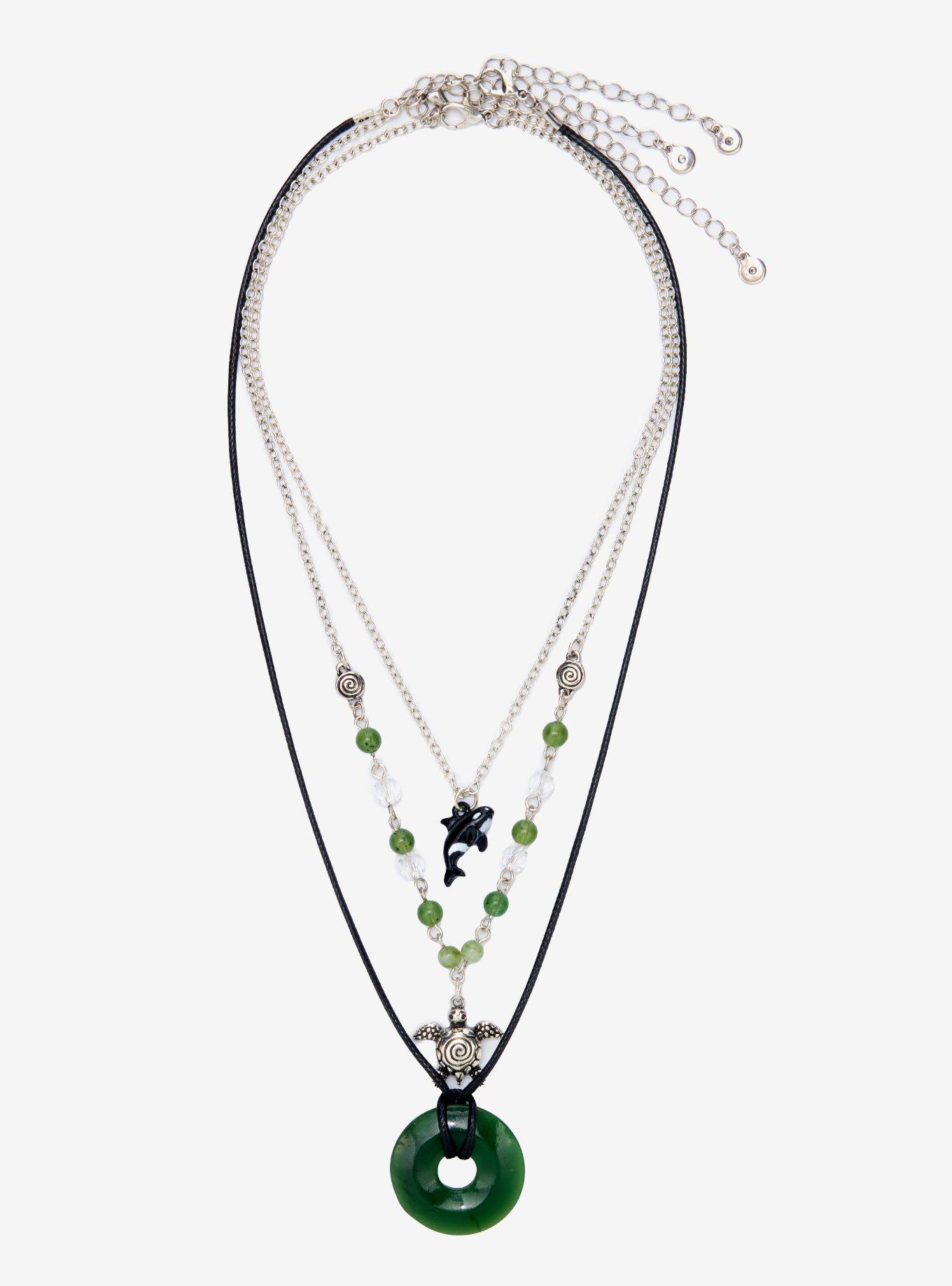 Thorn & Fable Green Stone Sea Creature Necklace Set, , hi-res