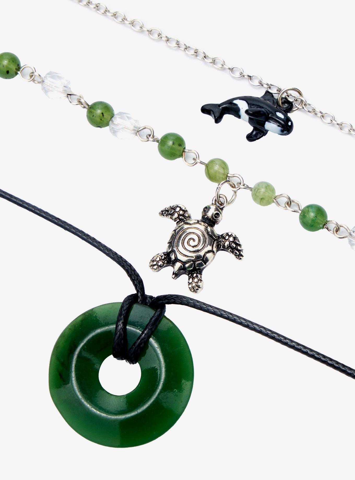 Thorn & Fable Green Stone Sea Creature Necklace Set, , alternate