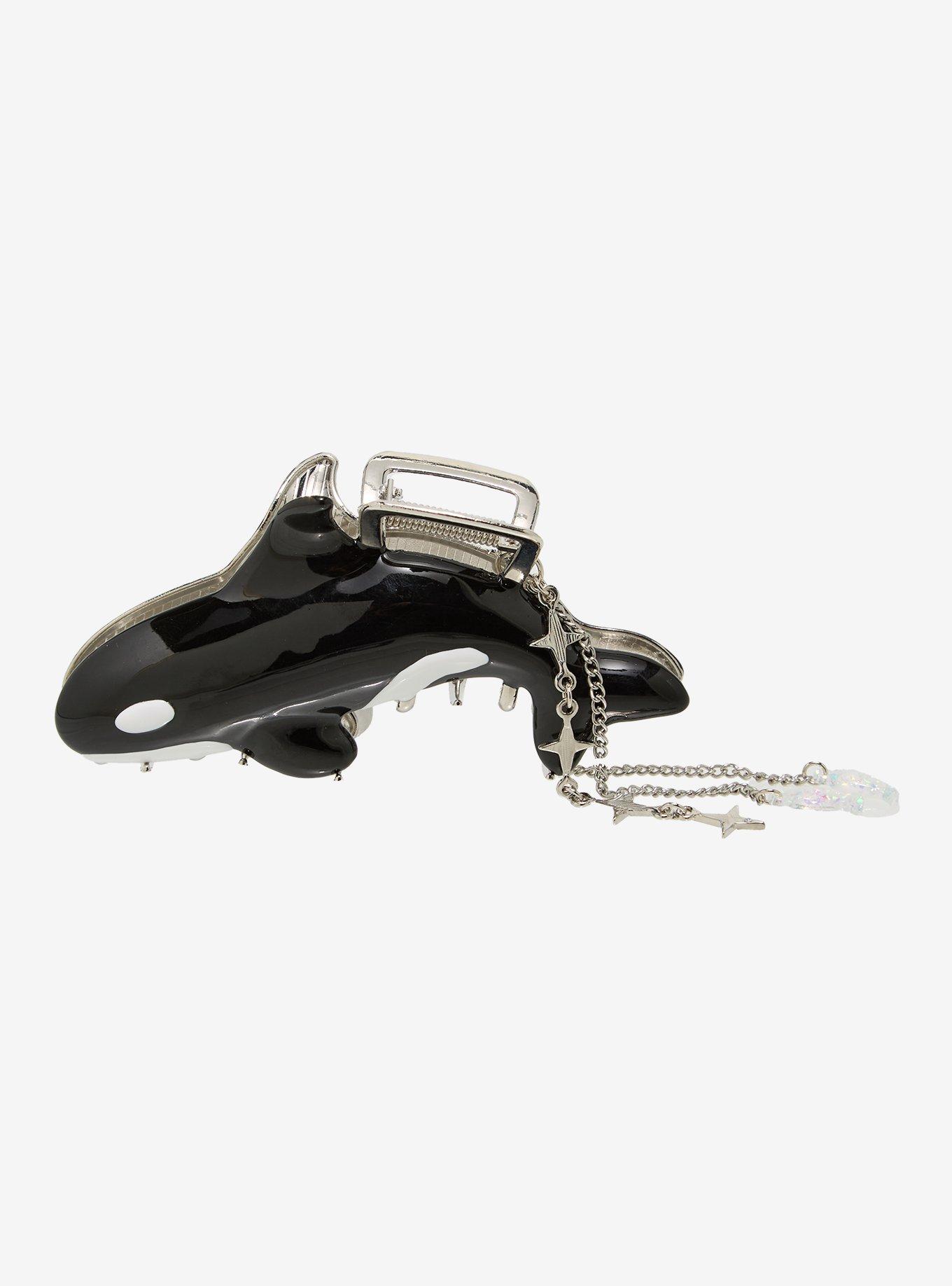 Thorn & Fable Orca Whale Charm Claw Hair Clip, , hi-res