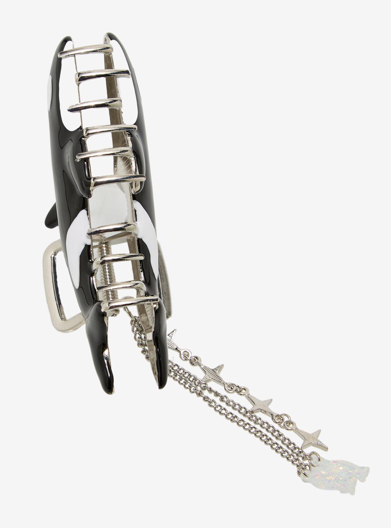 Thorn & Fable Orca Whale Charm Claw Hair Clip, , alternate