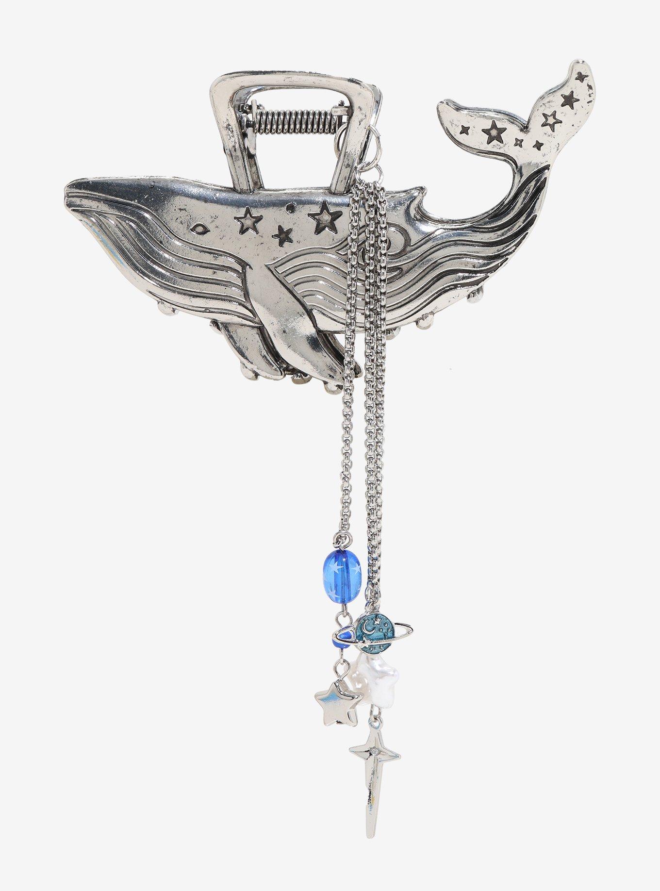 Thorn & Fable Celestial Whale Charm Claw Hair Clip, , hi-res