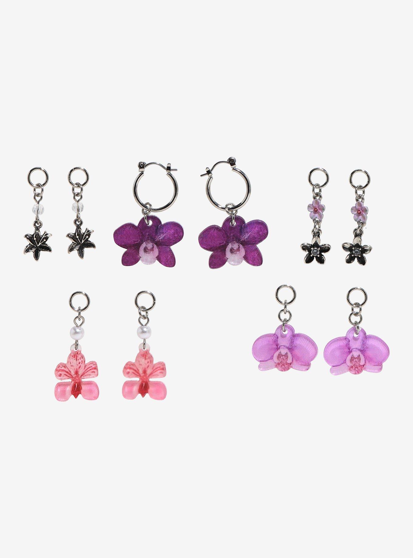 Sweet Society Orchid Interchangeable Charm Earring Set, , hi-res