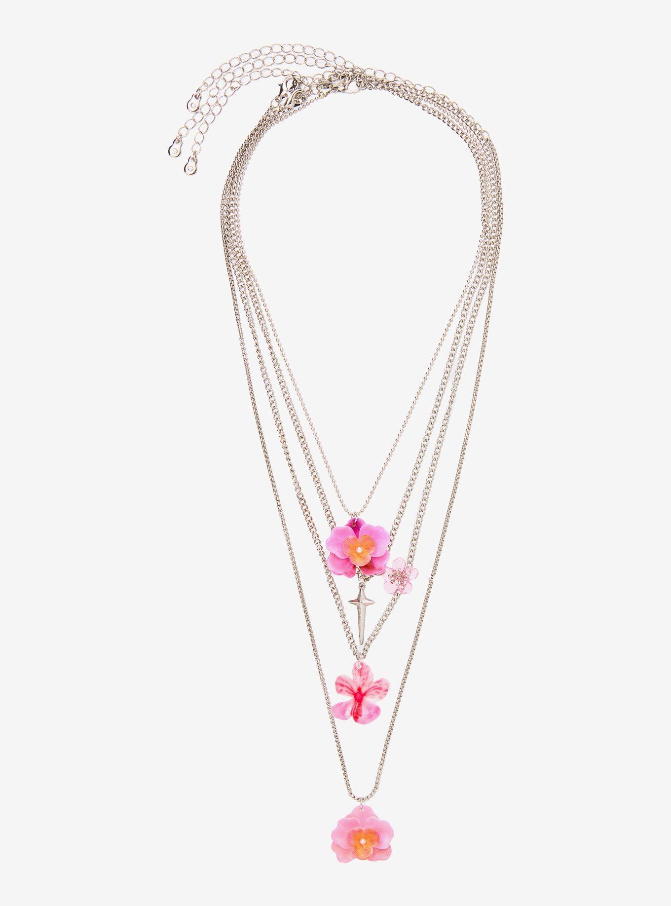 Sweet Society Pink Orchid Necklace Set, , hi-res