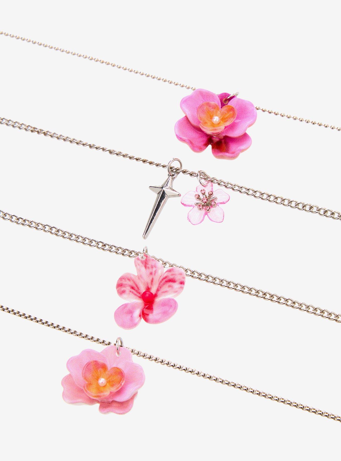 Sweet Society Pink Orchid Necklace Set, , alternate