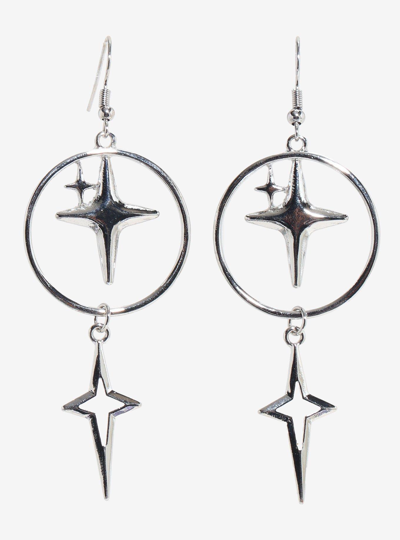 Cosmic Aura Pointy Star Circle Earrings, , hi-res