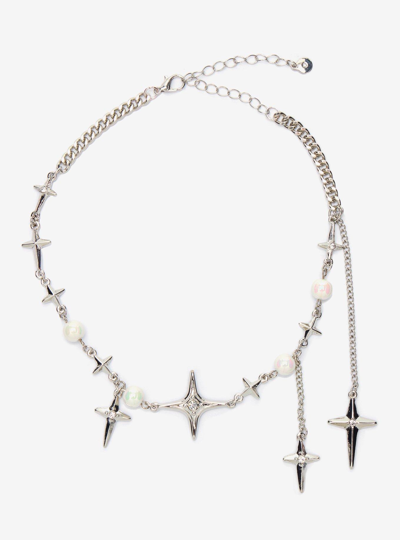 Cosmic Aura Pointed Star Pearlescent Chain Choker, , hi-res