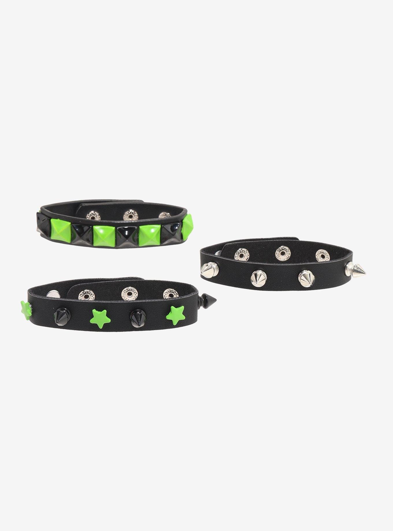 Green & Black Star Stud Bracelet Set, , hi-res
